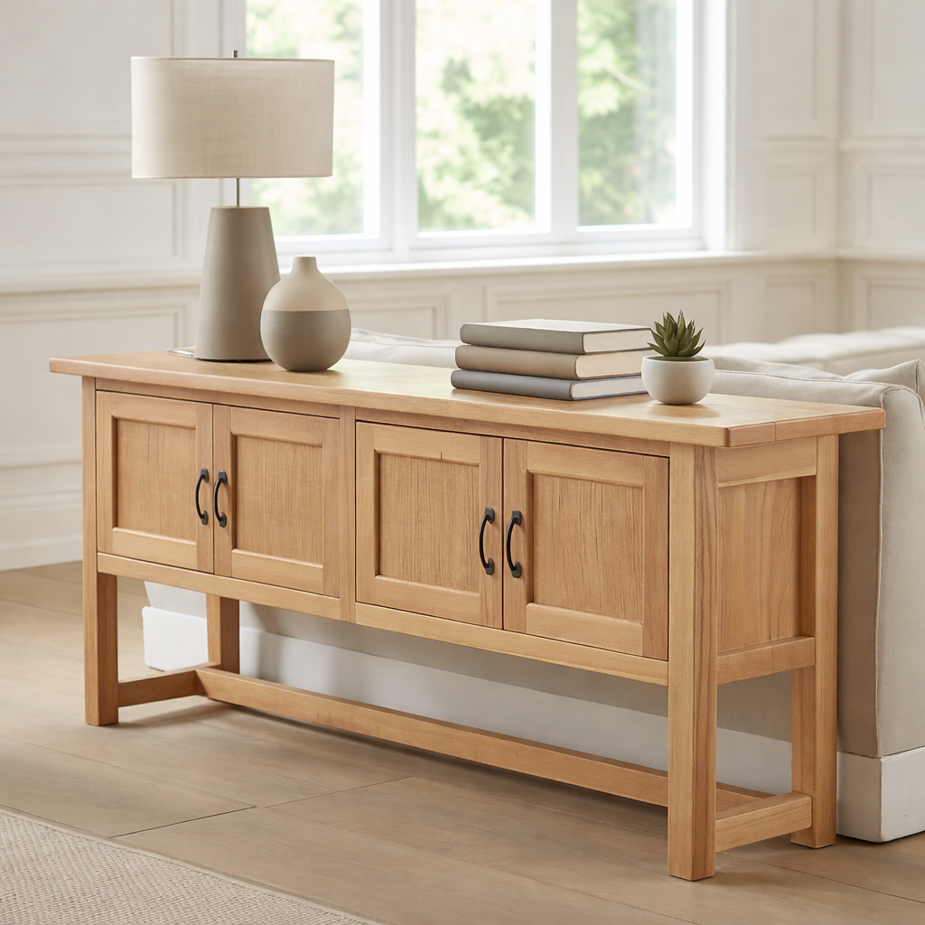 Solid Wood Console Table with 3 Drawers for Living Room or Entryway