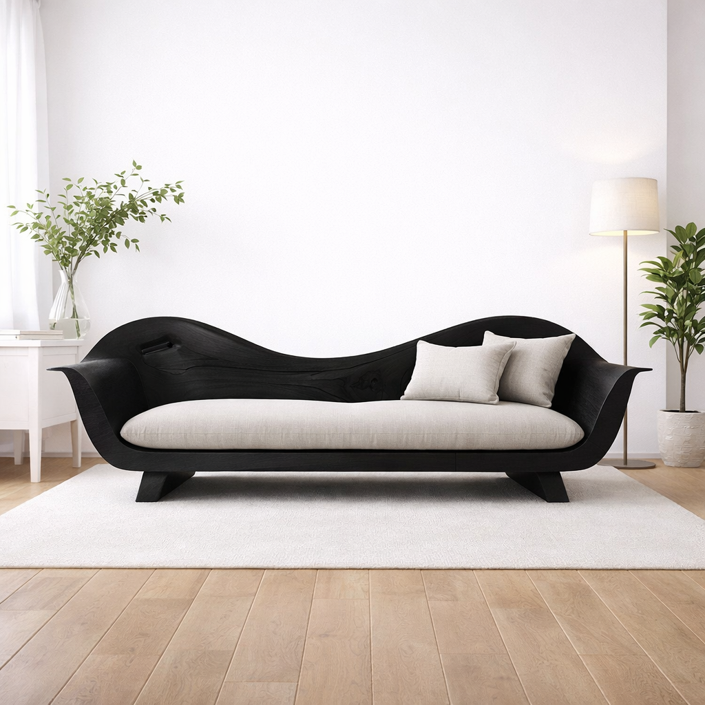 Live Edge Solid Wood Sofa – Sculptural Walnut Wooden Sofa