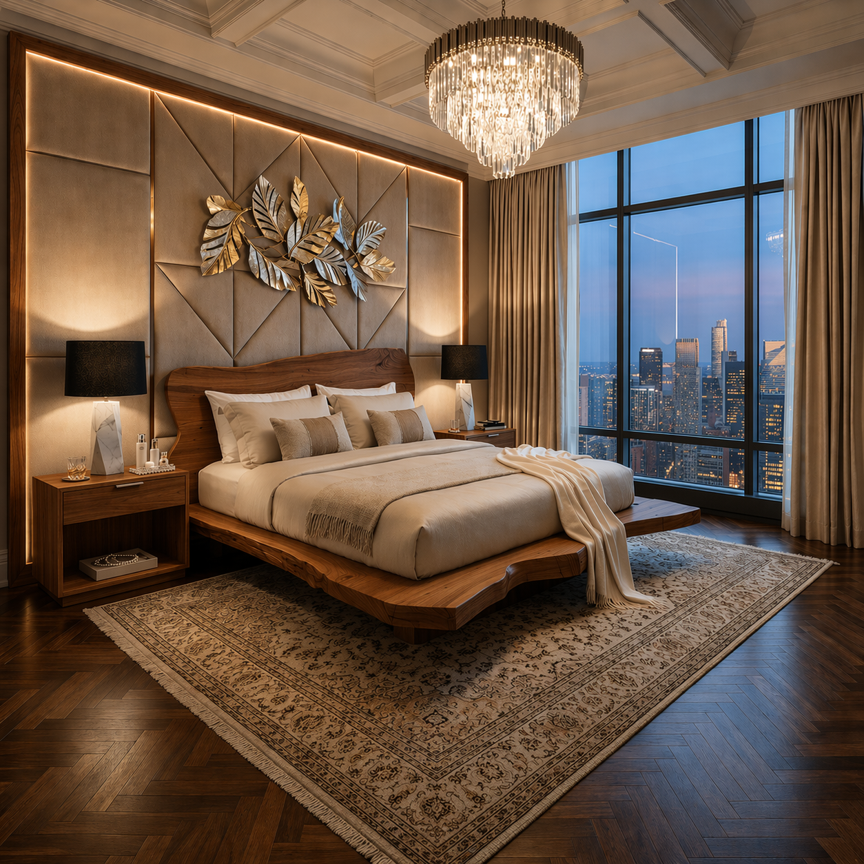 Handcrafted Live Edge Solid Wood Low Profile Platform Bed Frame, Organic Minimalist Furniture
