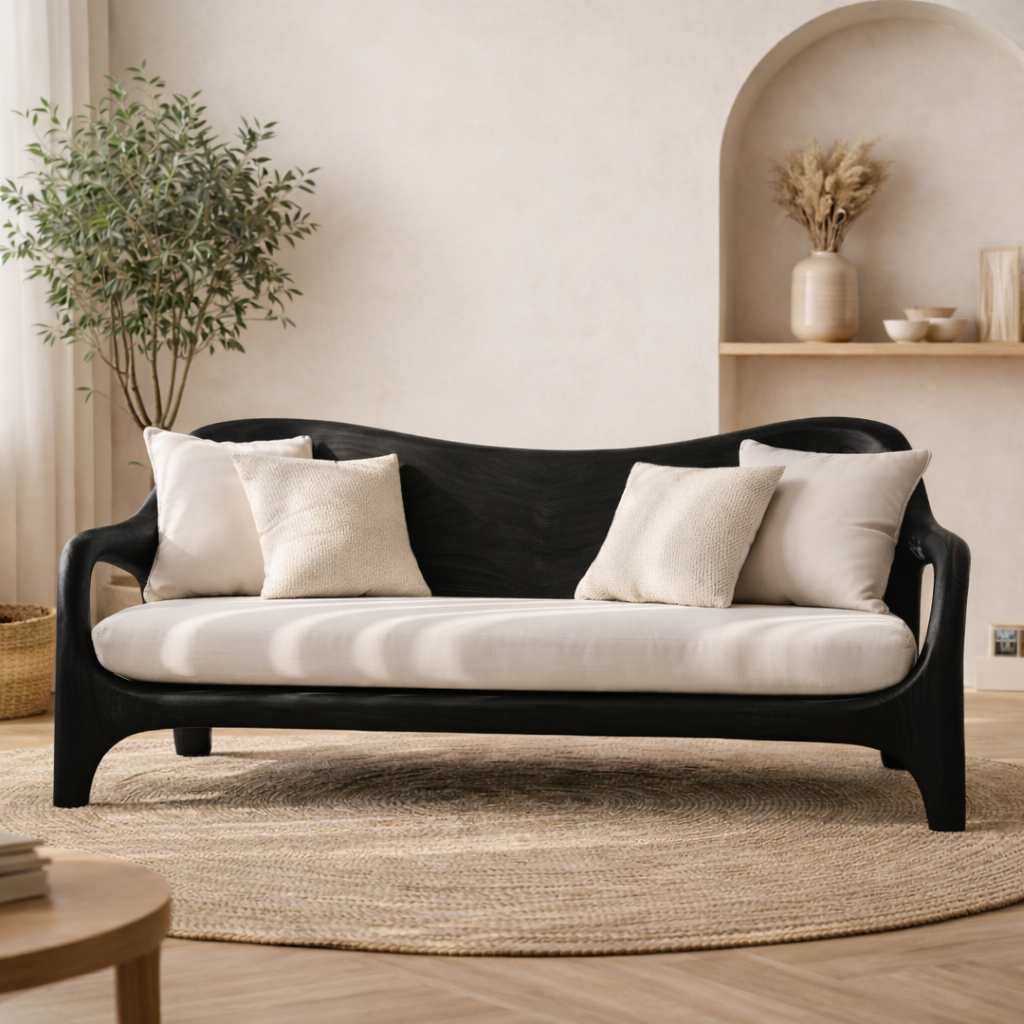 Luxury Solid Wood Sofa Curved Modern Design