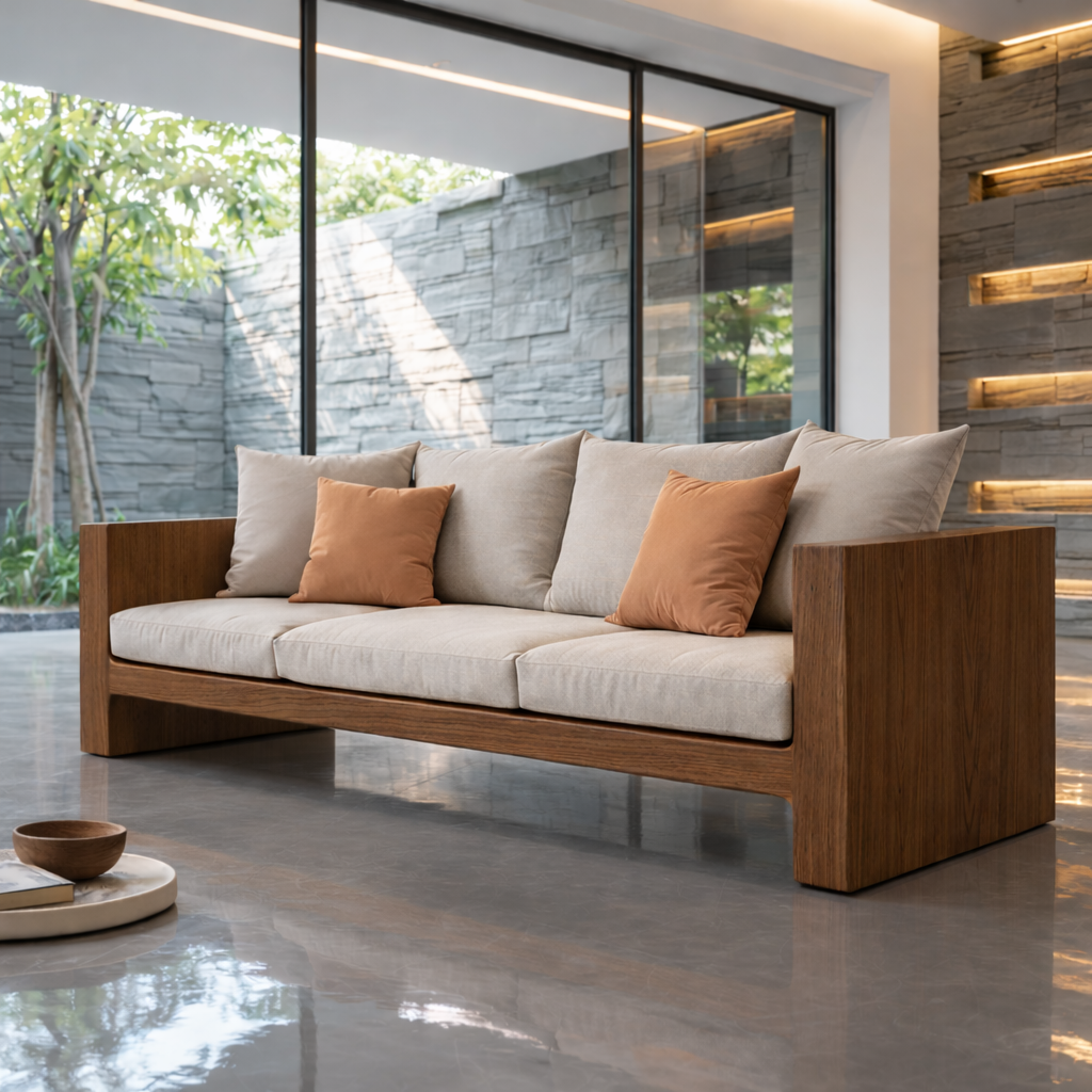 Minimalist Solid Wood Sofa Frame Modern Wooden Couch Base for Living Room