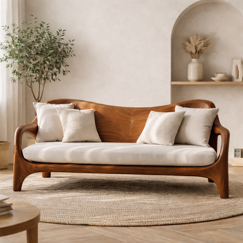 Luxury Solid Wood Sofa Curved Modern Design