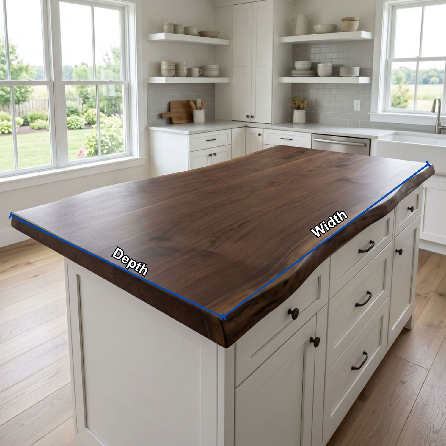 Solid Wood Kitchen Countertop – Live Edge Island Top for Modern Farmhouse Kitchens