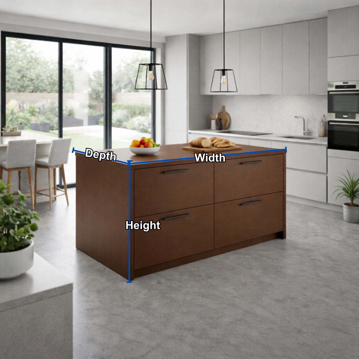 Solid Wood Kitchen Island with 4 Drawers – Modern Storage Prep Table