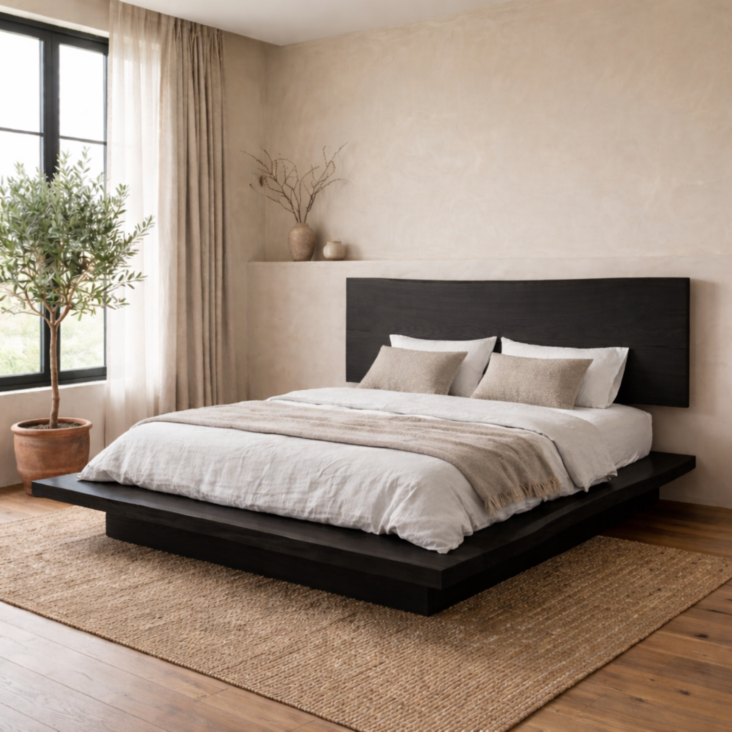 Live Edge Solid Wood Platform Bed Frame with Floating Low Profile Design