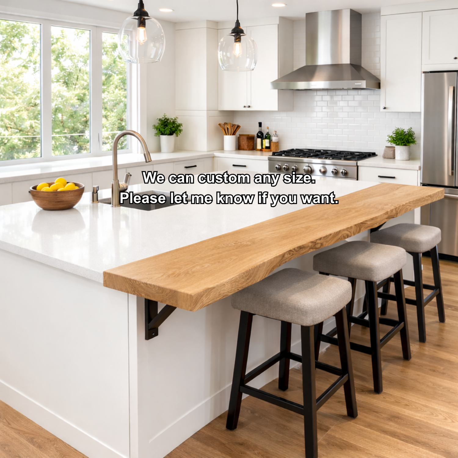 Solid Wood Kitchen Countertop Overhang – Live Edge Bar Top for Kitchen Island