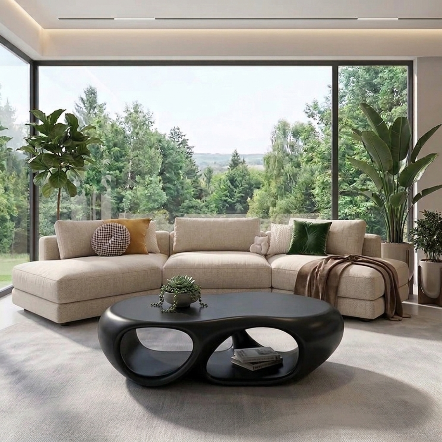 Sculptural Solid Wood Coffee Table – Modern Organic Living Room Center Table