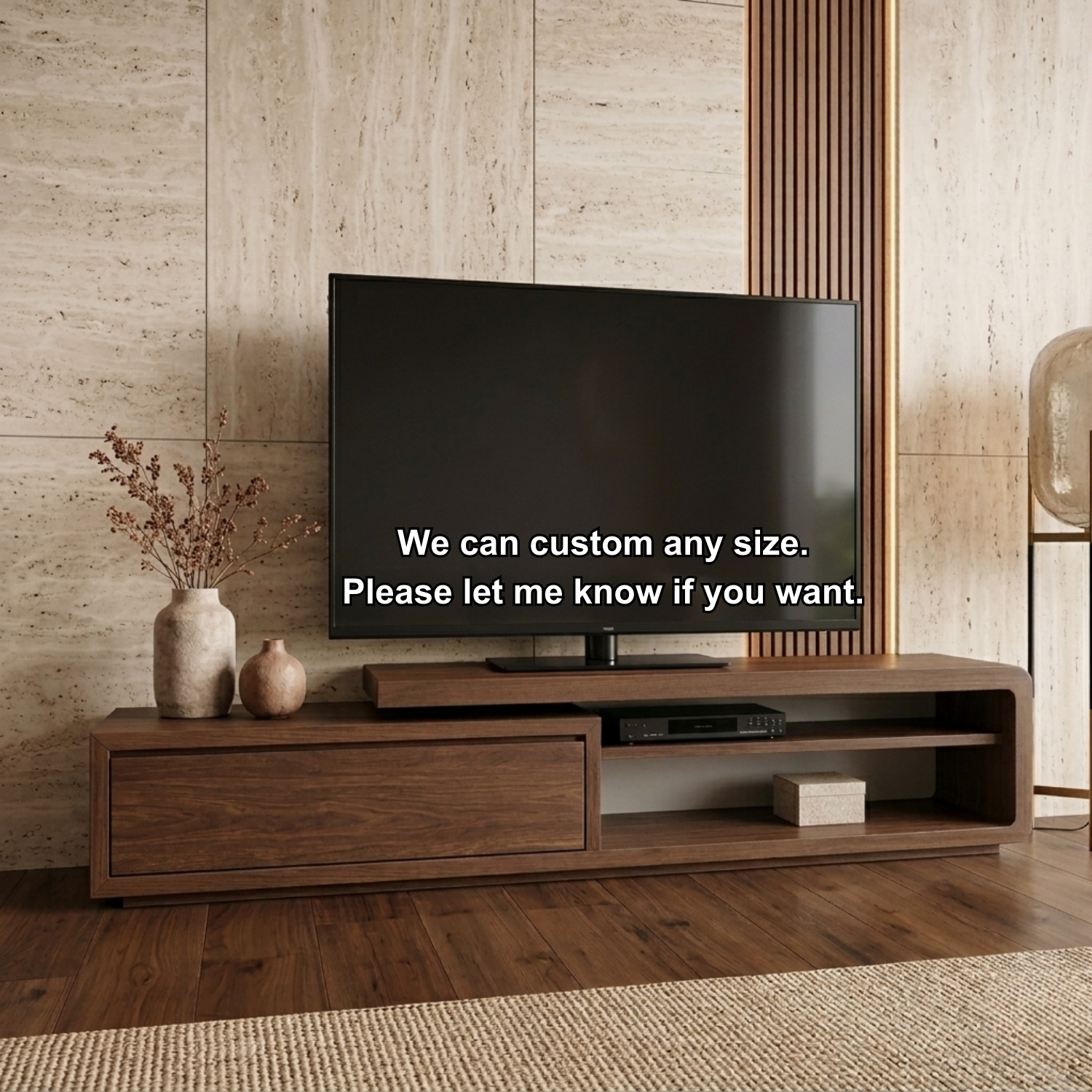 Solid Wood Low Profile TV Stand with Drawer and Open Shelf – Modern Media Console