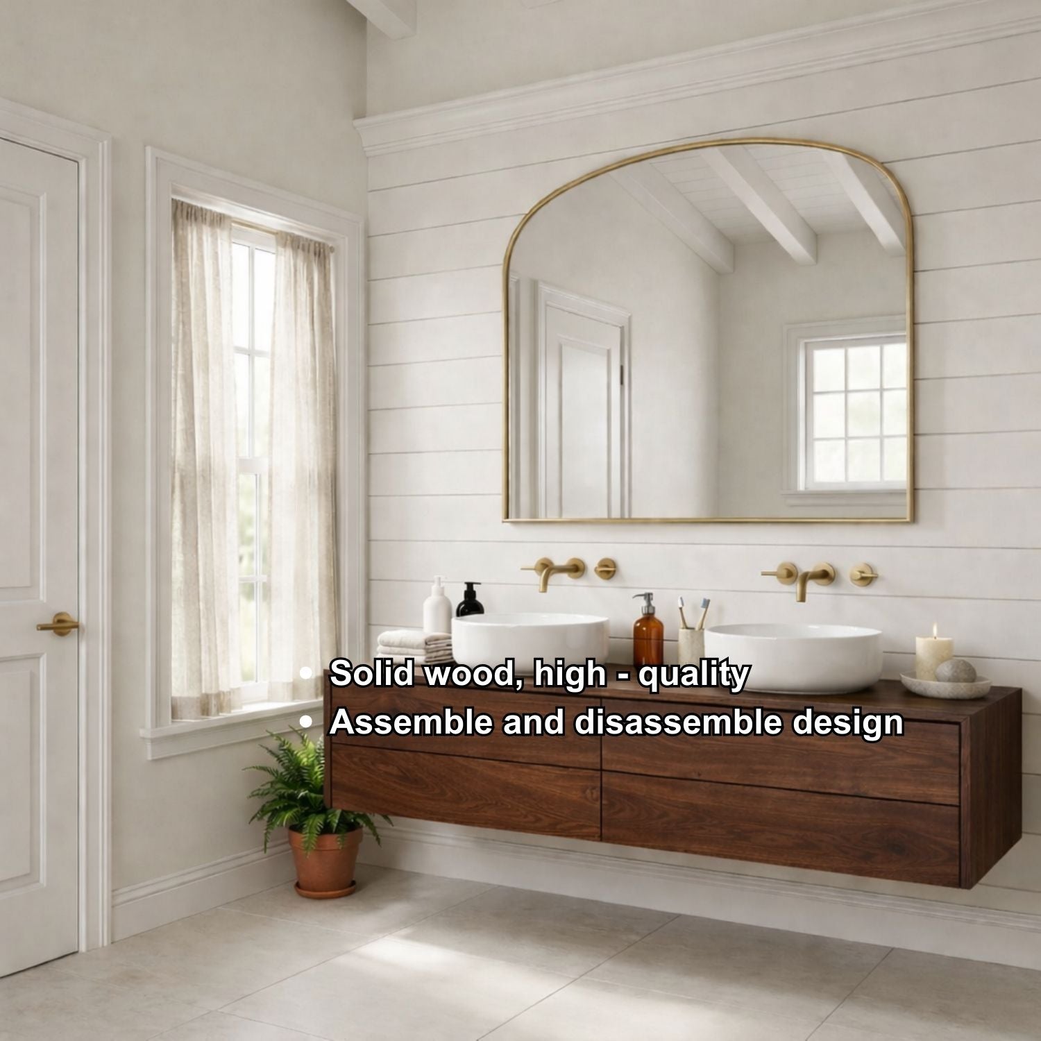Floating Bathroom Vanity with Double Drawers – Handcrafted Solid Wood Design