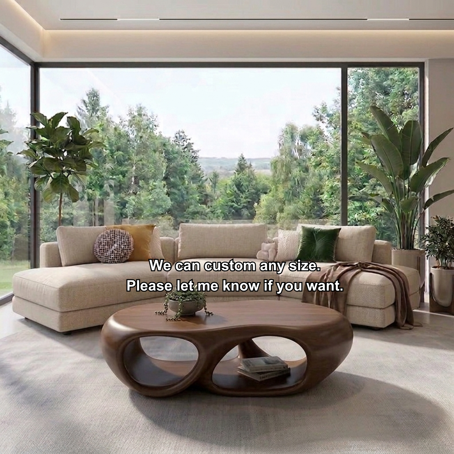 Sculptural Solid Wood Coffee Table – Modern Organic Living Room Center Table