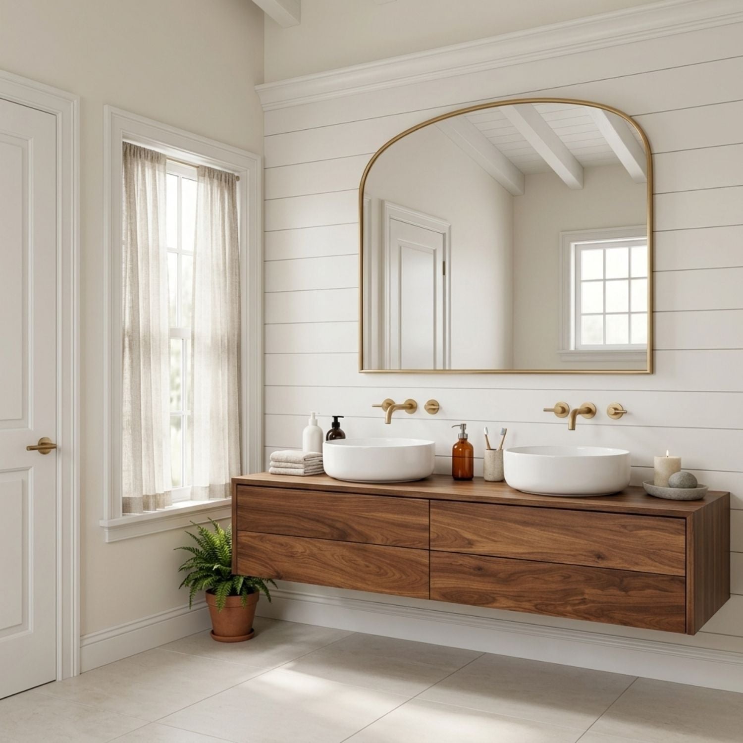 Floating Bathroom Vanity with Double Drawers – Handcrafted Solid Wood Design