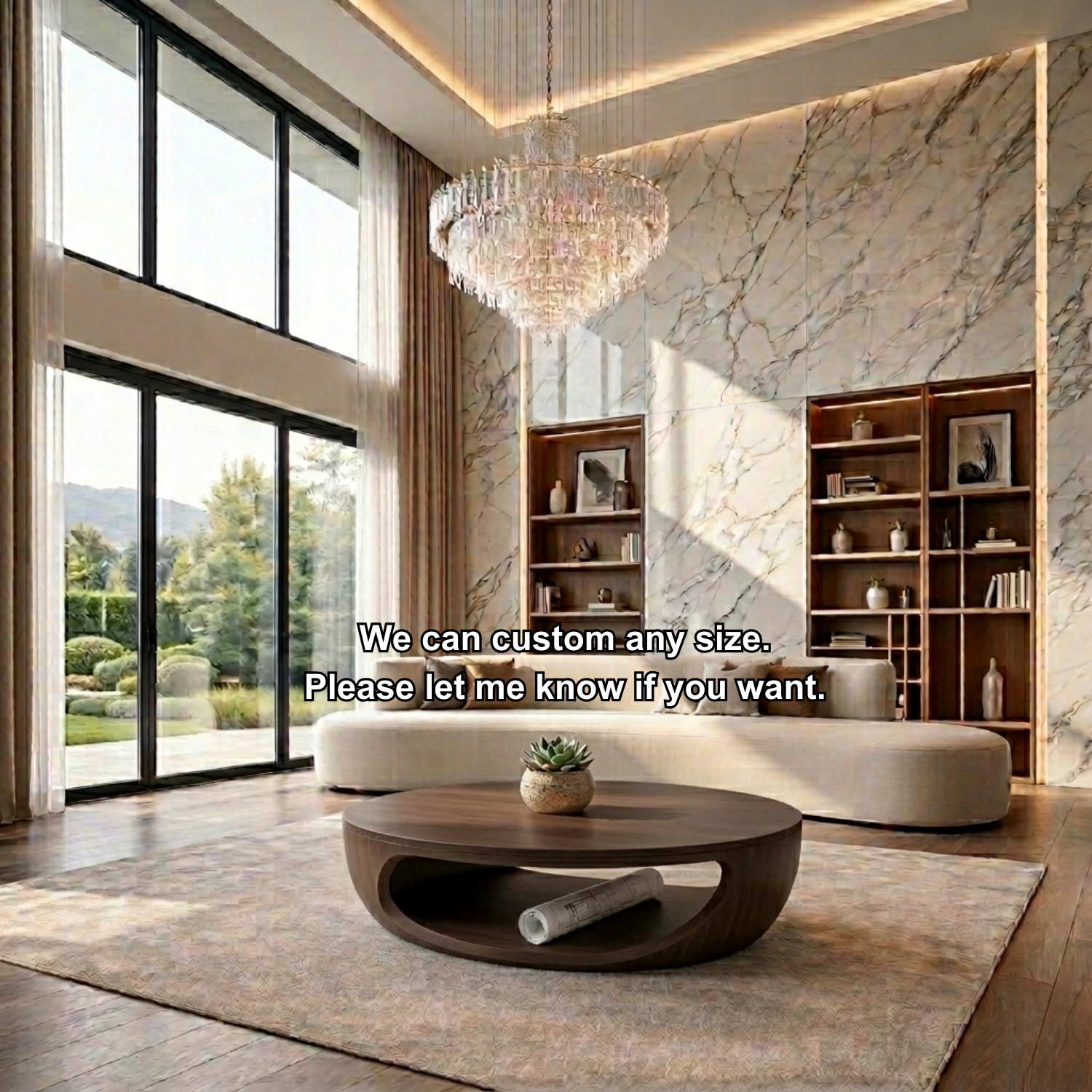 Solid Wood Round Coffee Table with Open Base – Modern Sculptural Living Room Table