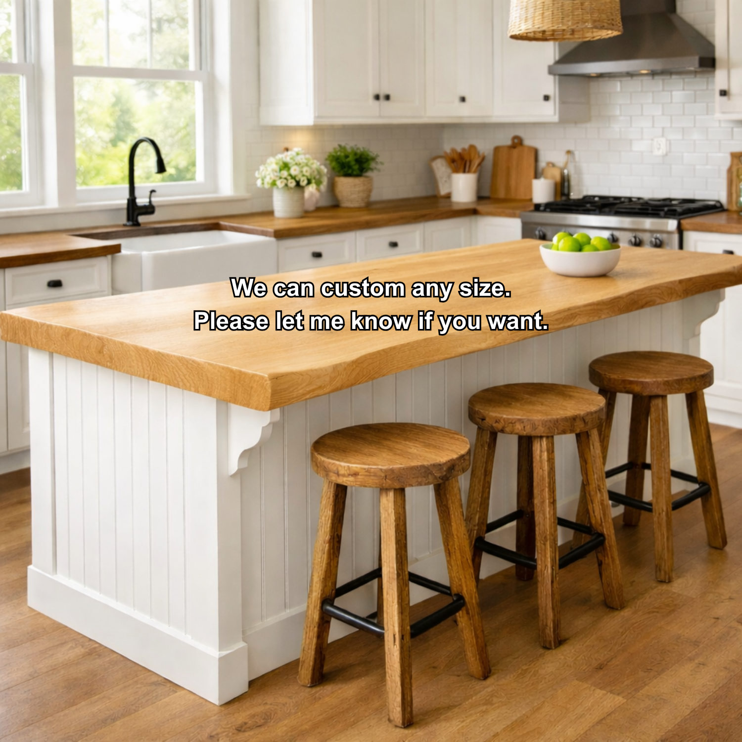 Solid Wood Kitchen Countertop – Thick Island Bar Top for Farmhouse Kitchen