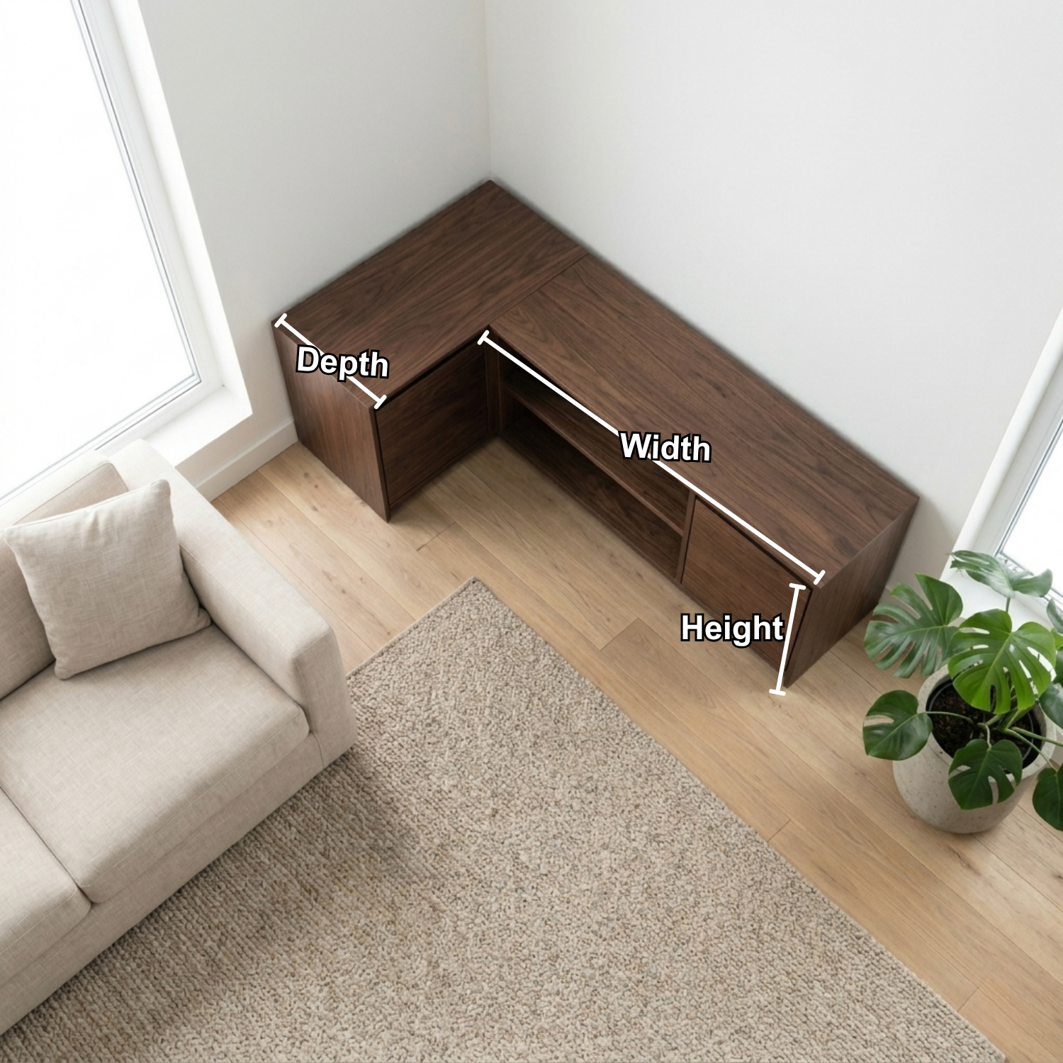 Solid Wood Corner TV Stand with Cabinet Storage and Open Media Shelves