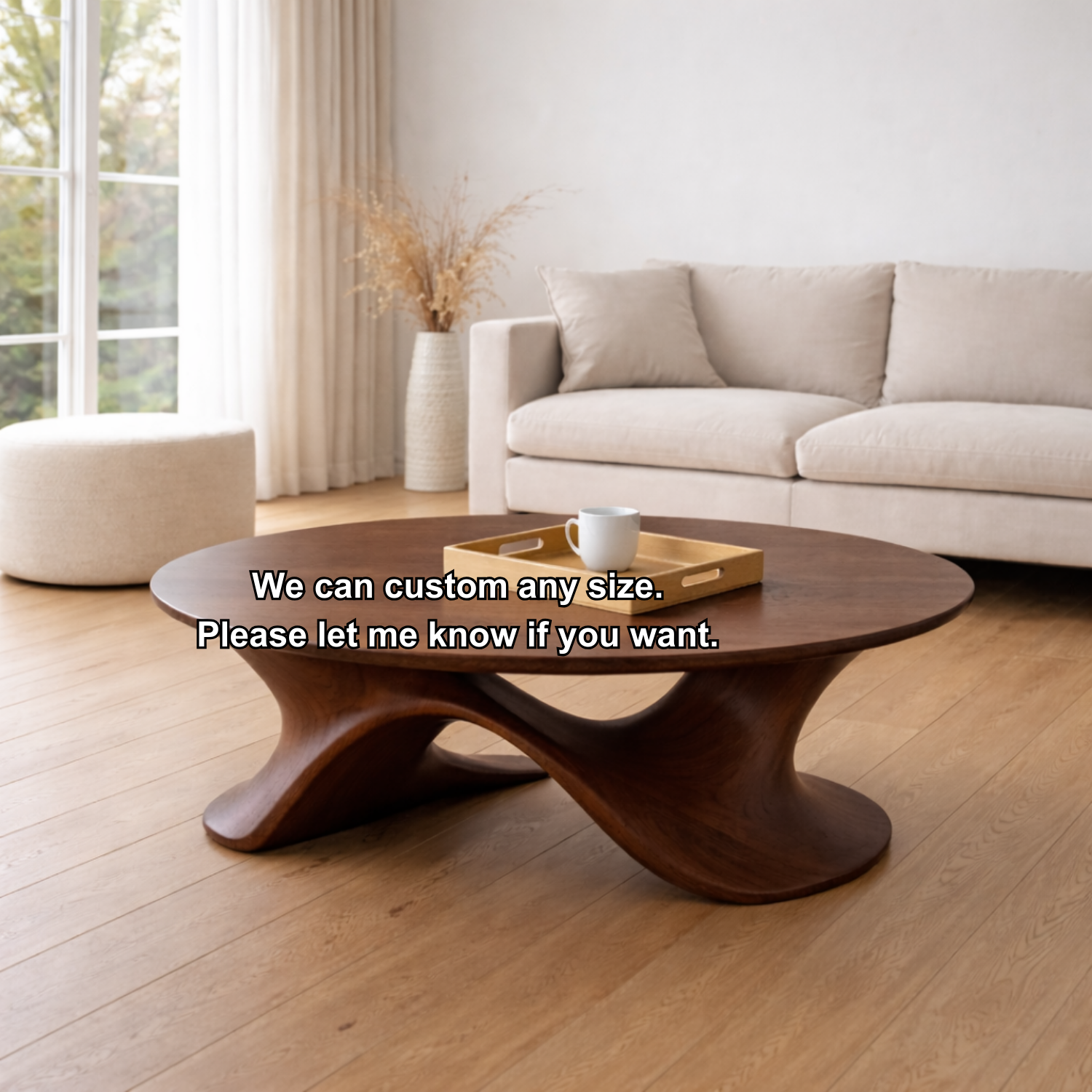 Sculptural Solid Wood Coffee Table – Modern Twisted Design Living Room Centerpiece