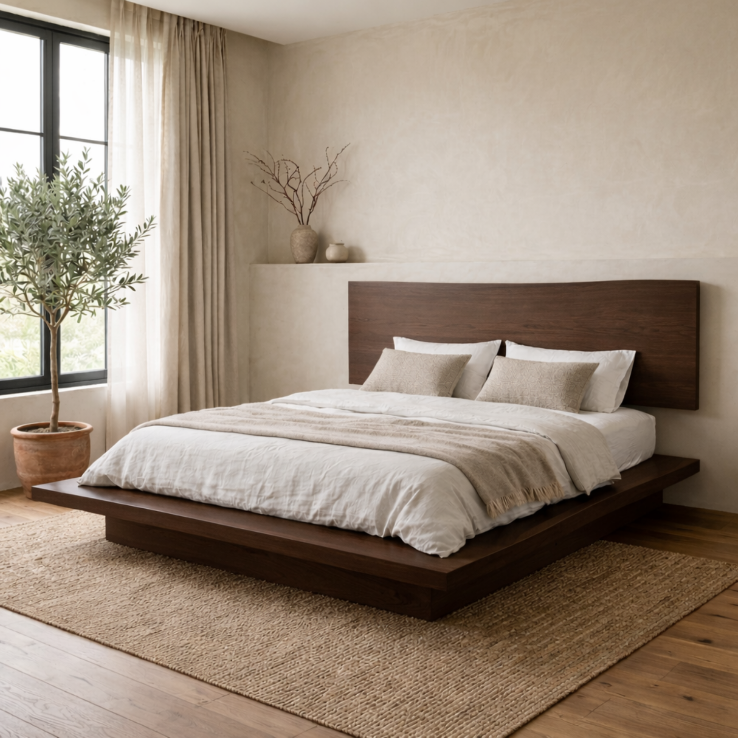 Live Edge Solid Wood Platform Bed Frame with Floating Low Profile Design