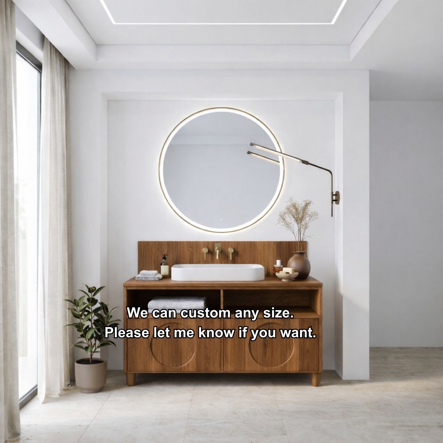 Handcrafted Circular Detail Vanity - Solid Wood Freestanding Modern Bathroom Cabinet