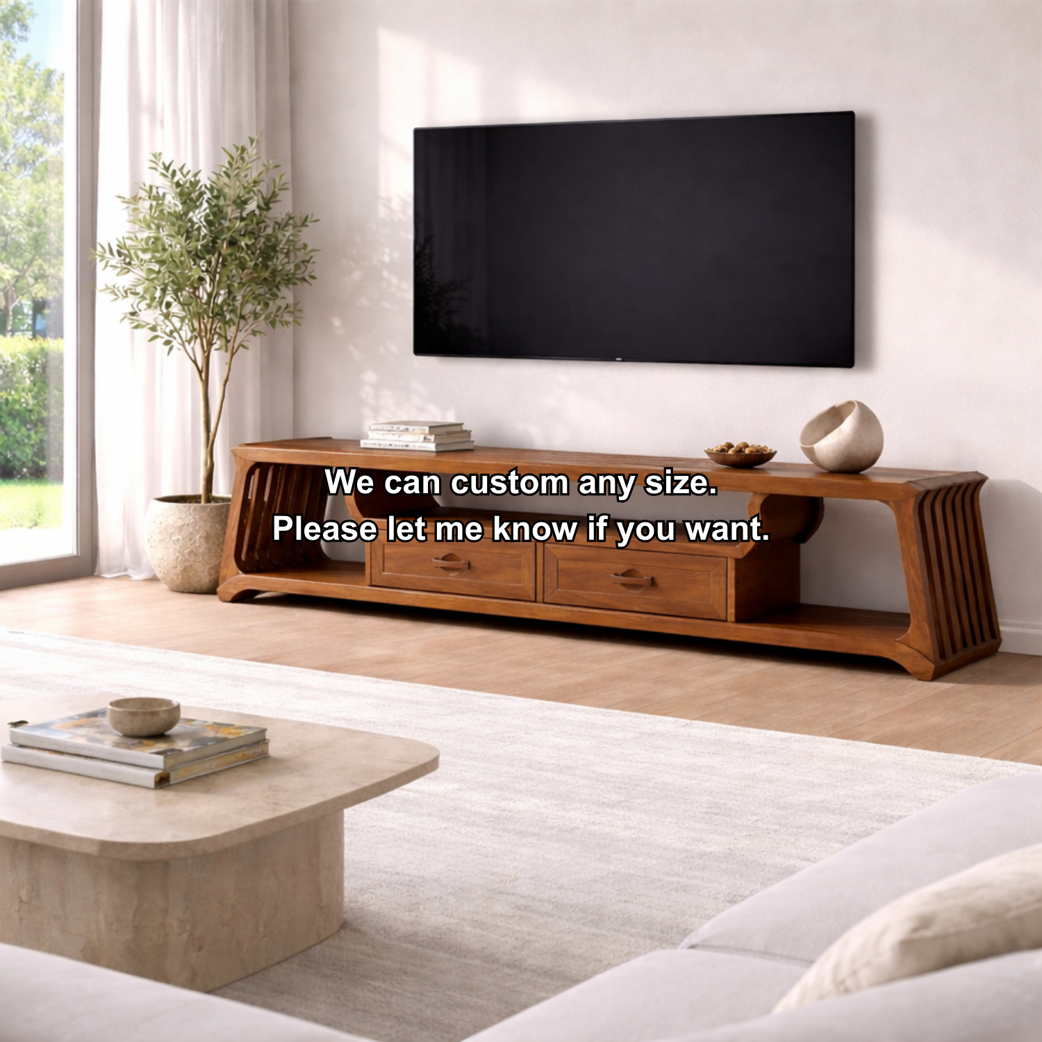 Modern Solid Wood TV Stand with Storage – Stylish & Functional TV Console