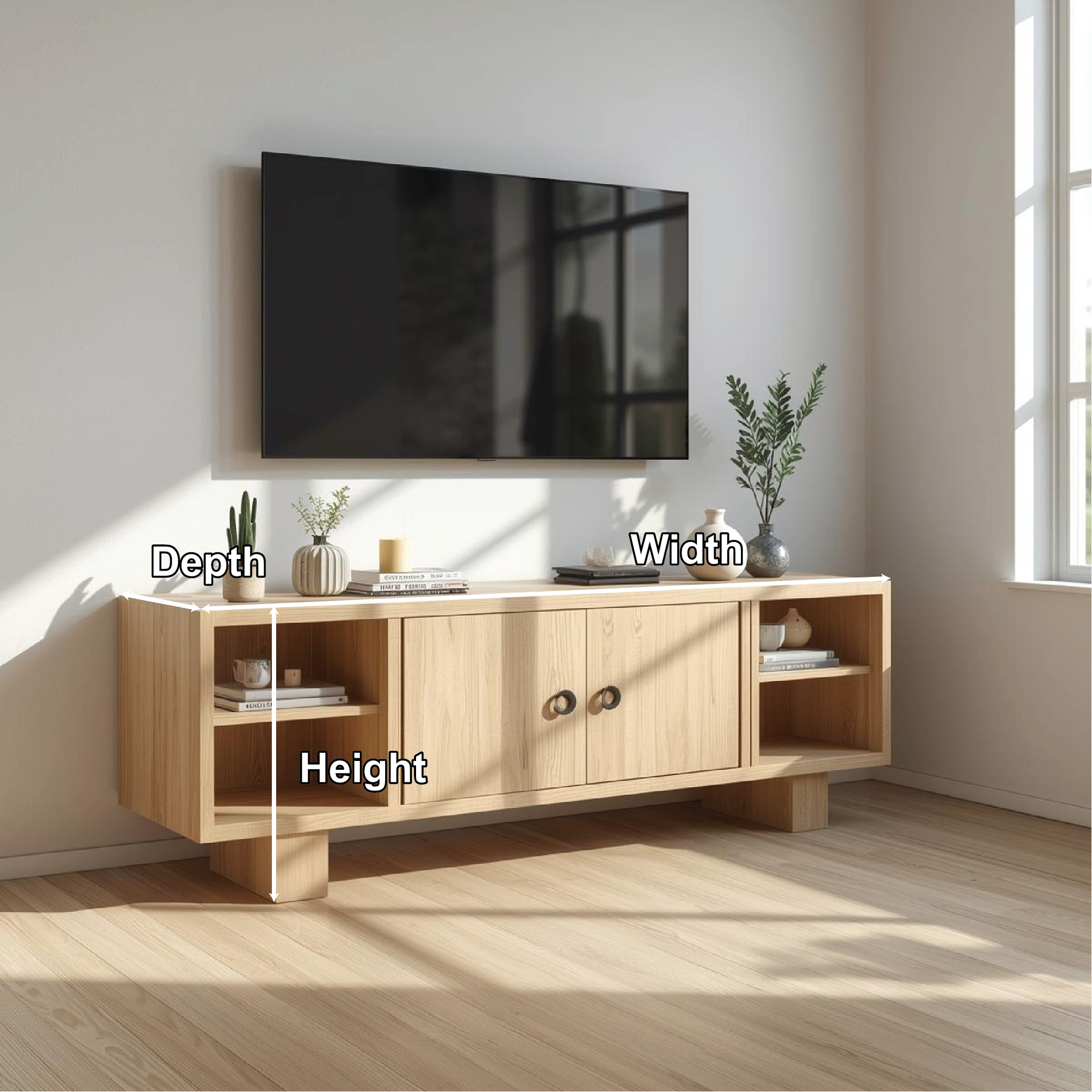 Mid Century Solid Wood TV Stand Modern Media Console Entertainment Center Storage Cabinet