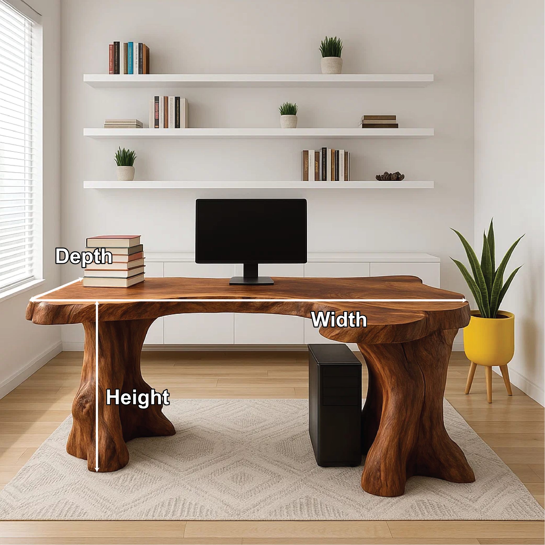 Live Edge Office Desk Unique Organic Shape Writing Computer Desk Statement Furniture
