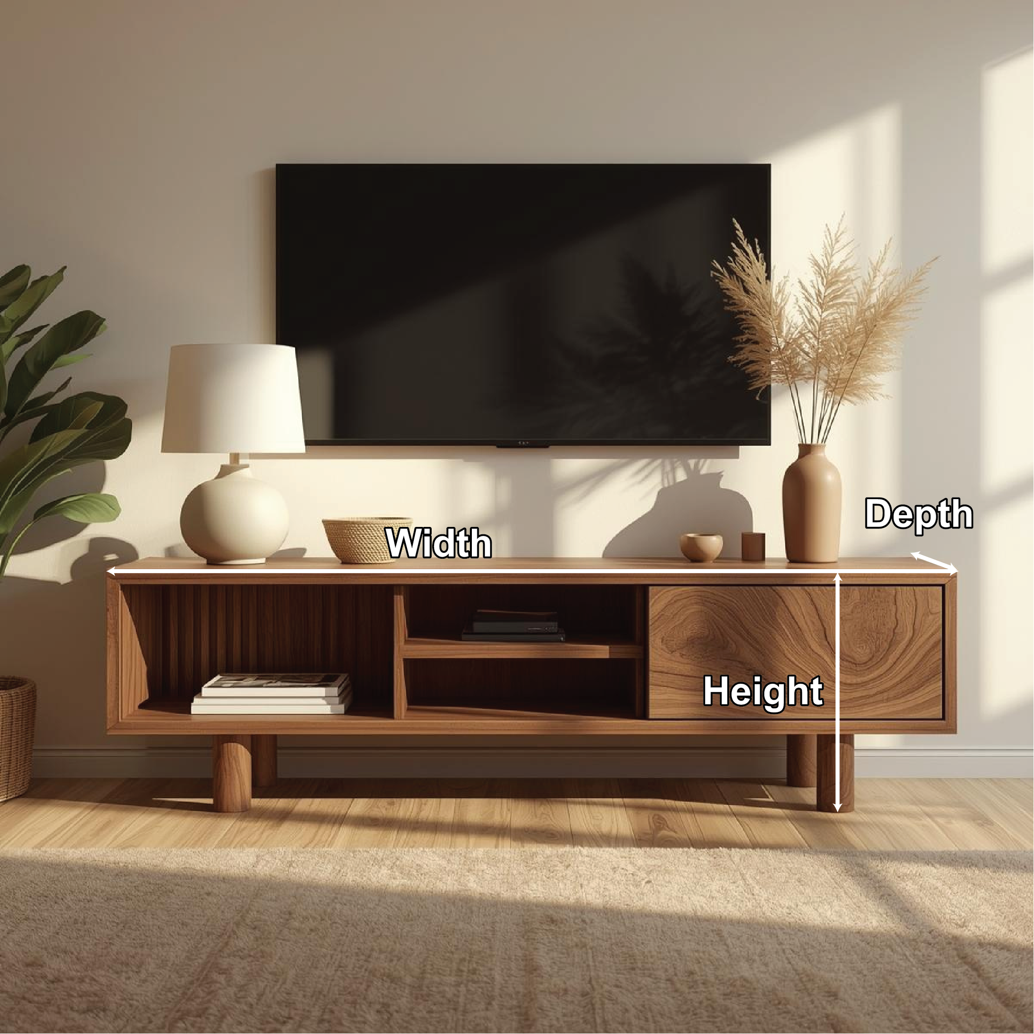 Mid Century Solid Wood TV Stand Modern Media Console Entertainment Center Cabinet Storage