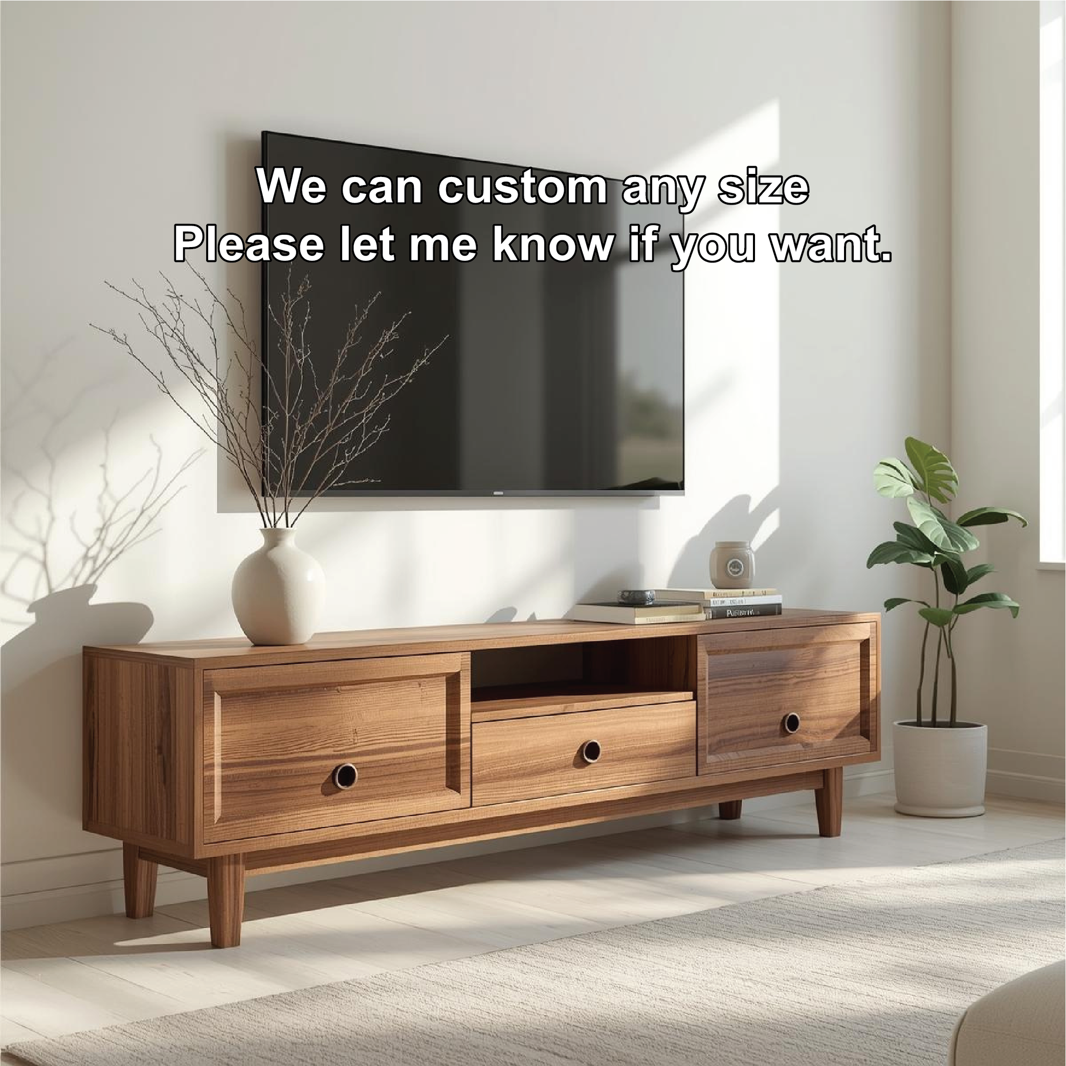 Mid Century Solid Wood TV Stand Modern Media Console Entertainment Center Cabinet