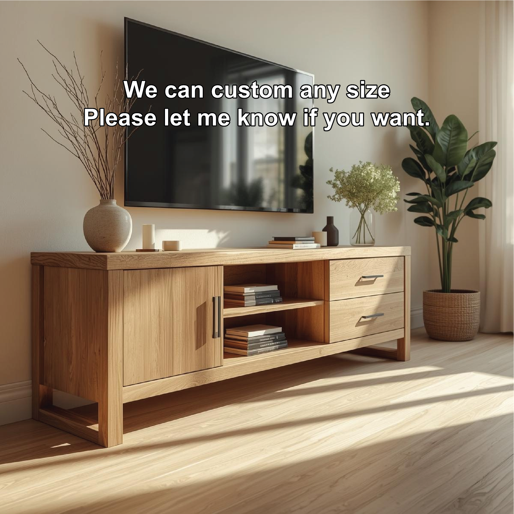 Mid Century Solid Wood TV Stand Modern Media Console Long Entertainment Center Cabinet