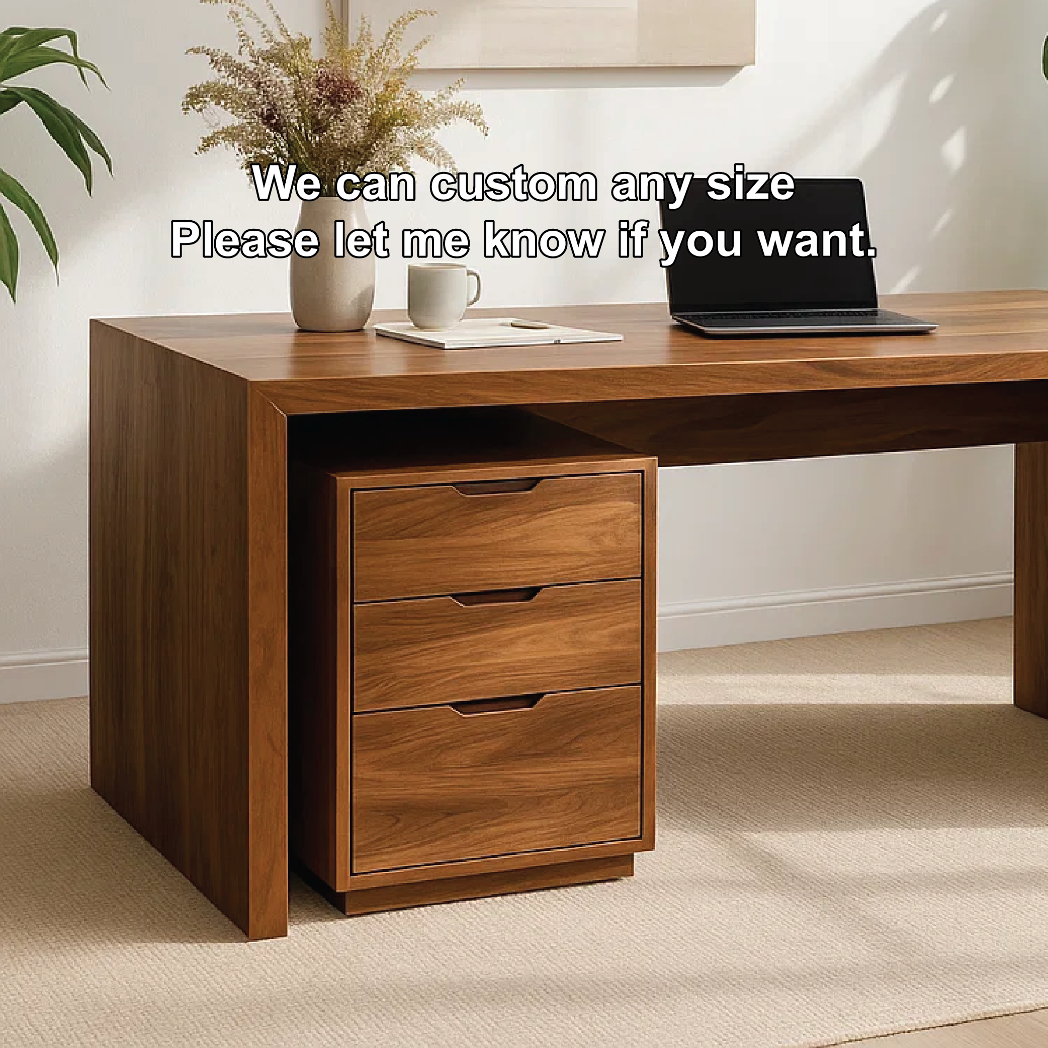 Modern Solid Wood Desk with 3 Drawer Storage Minimalist Home Office Writing Table