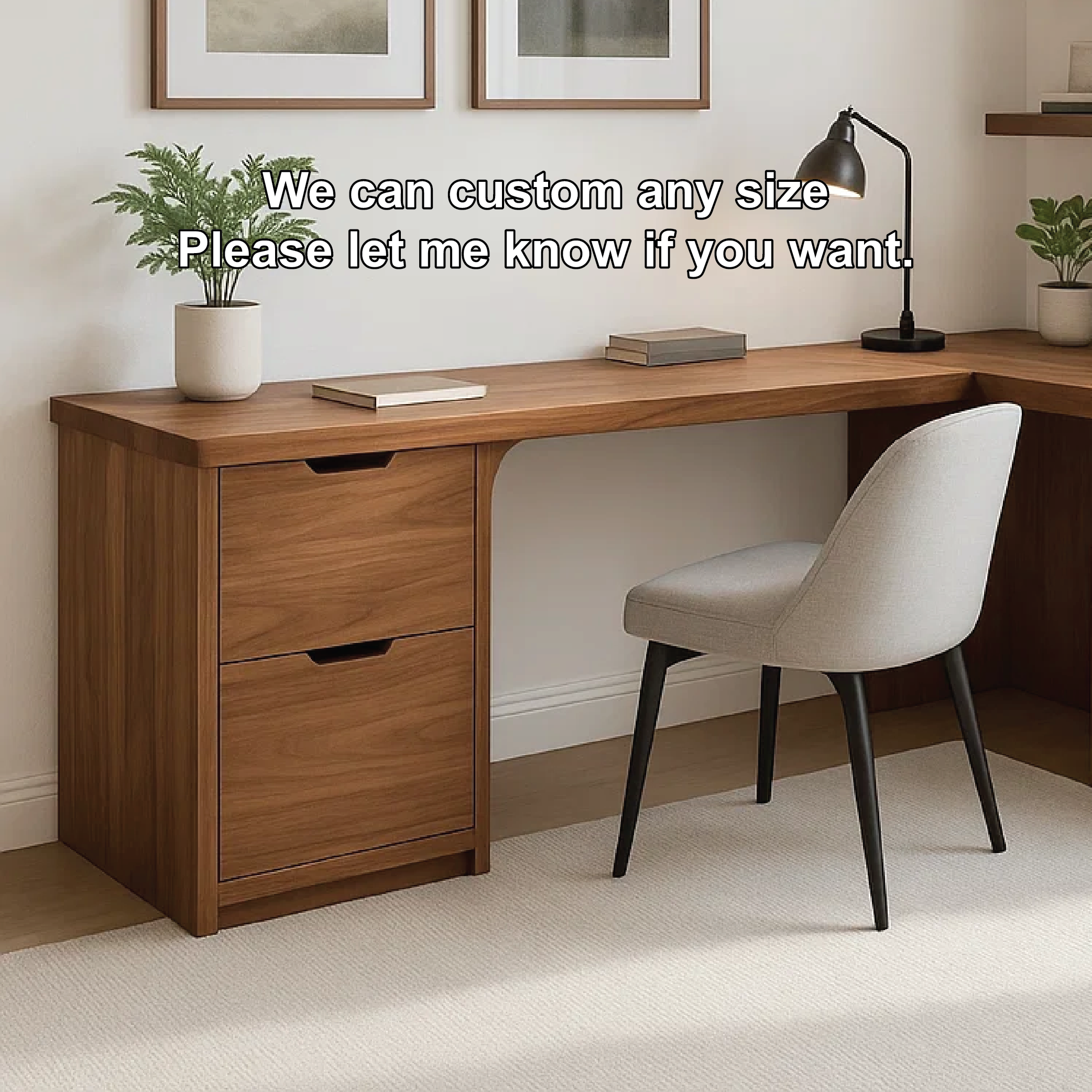 Modern L-Shaped Walnut Desk with Storage Drawer – Minimalist Corner Workspace