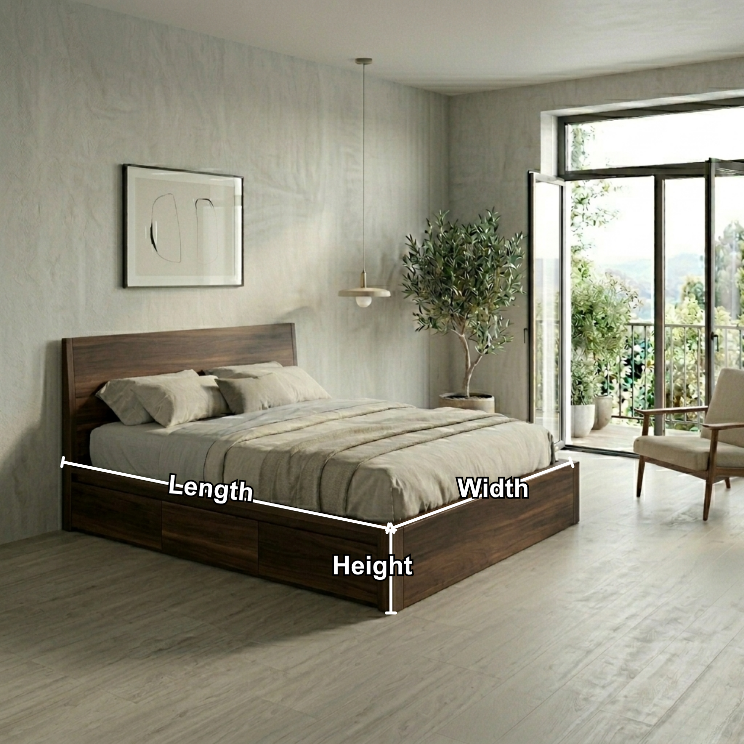 Solid Wood Storage Bed Frame with Side Drawers and Platform Design