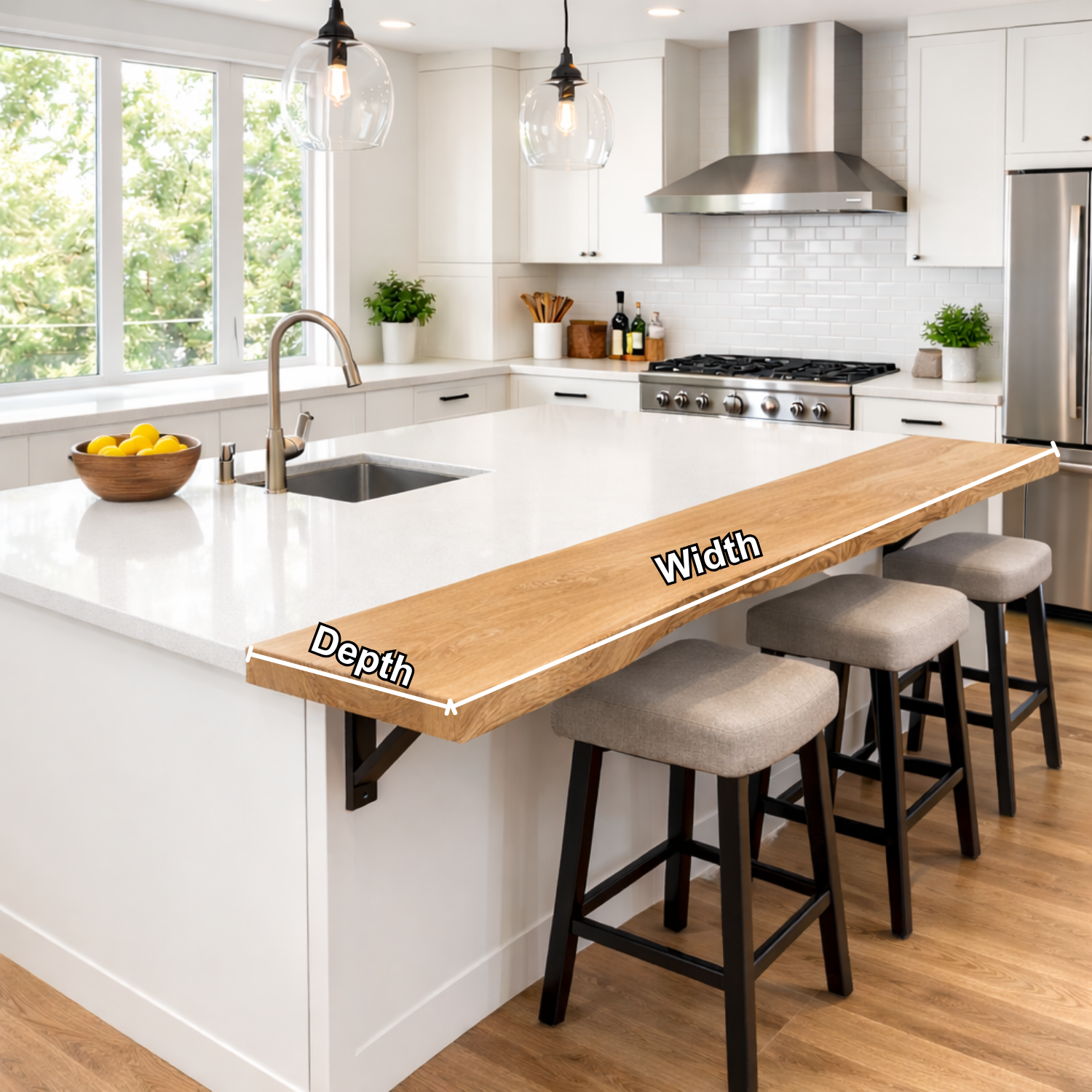 Solid Wood Kitchen Countertop Overhang – Live Edge Bar Top for Kitchen Island
