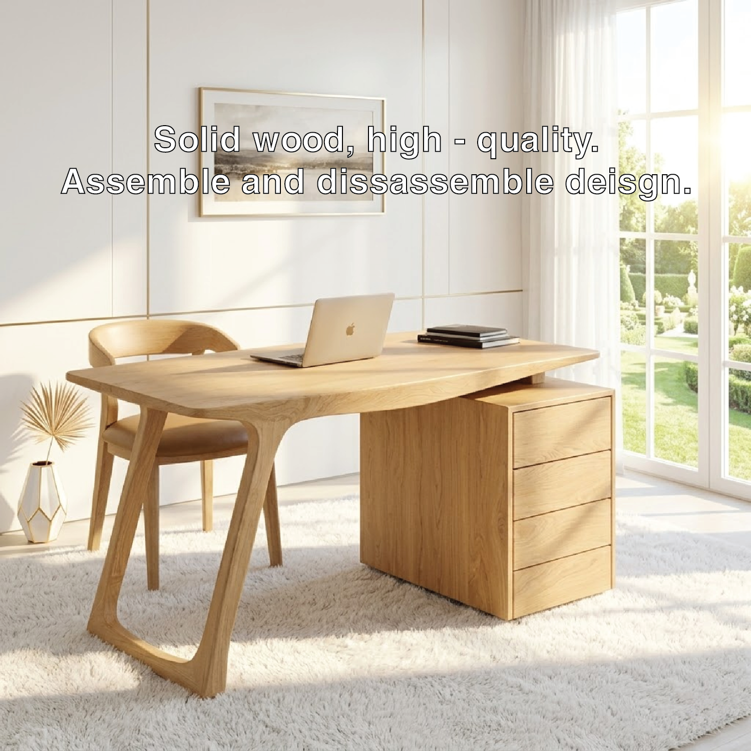 Modern Writing Desk with Drawers Minimal Home Office Work Table Elegant Design