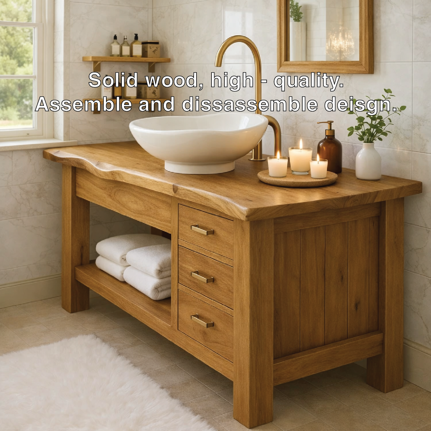 Rustic Wood Bathroom Vanity Cabinet With Drawers Open Shelf Bathroom Vanity Base