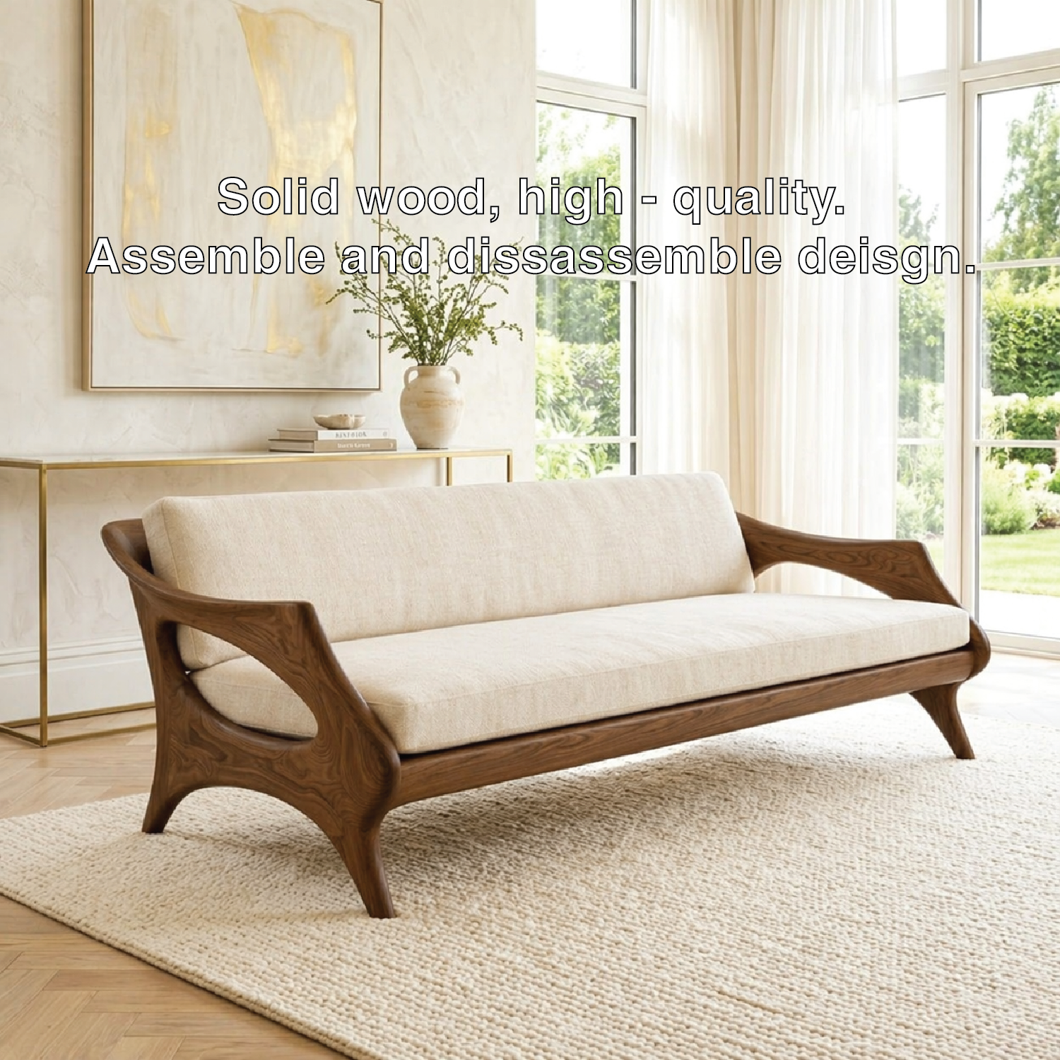 Elegant Curved Upholstered Sofa, Sculptural Accent Seating for Modern Interiors
