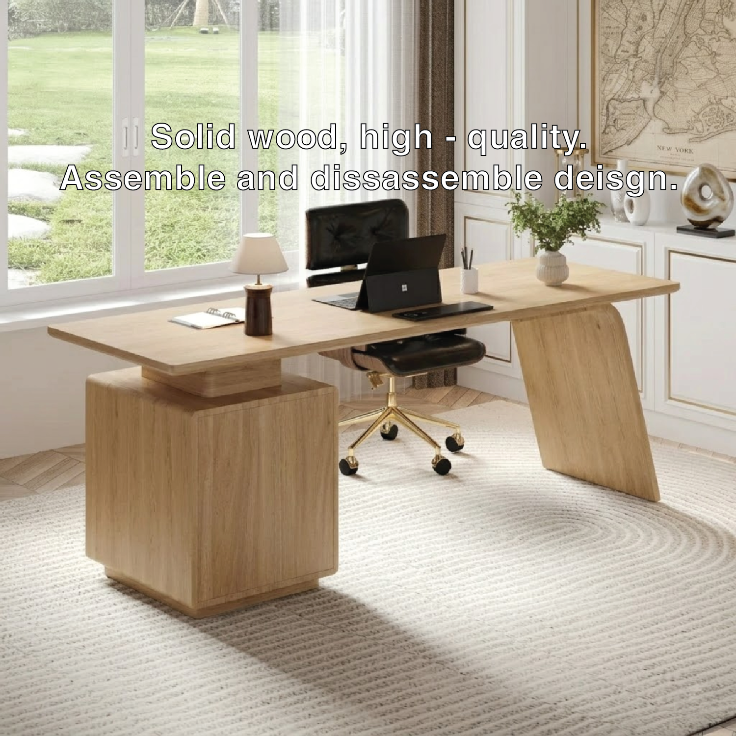 Stylish Modern Desk with Unique Support Base for Home Office