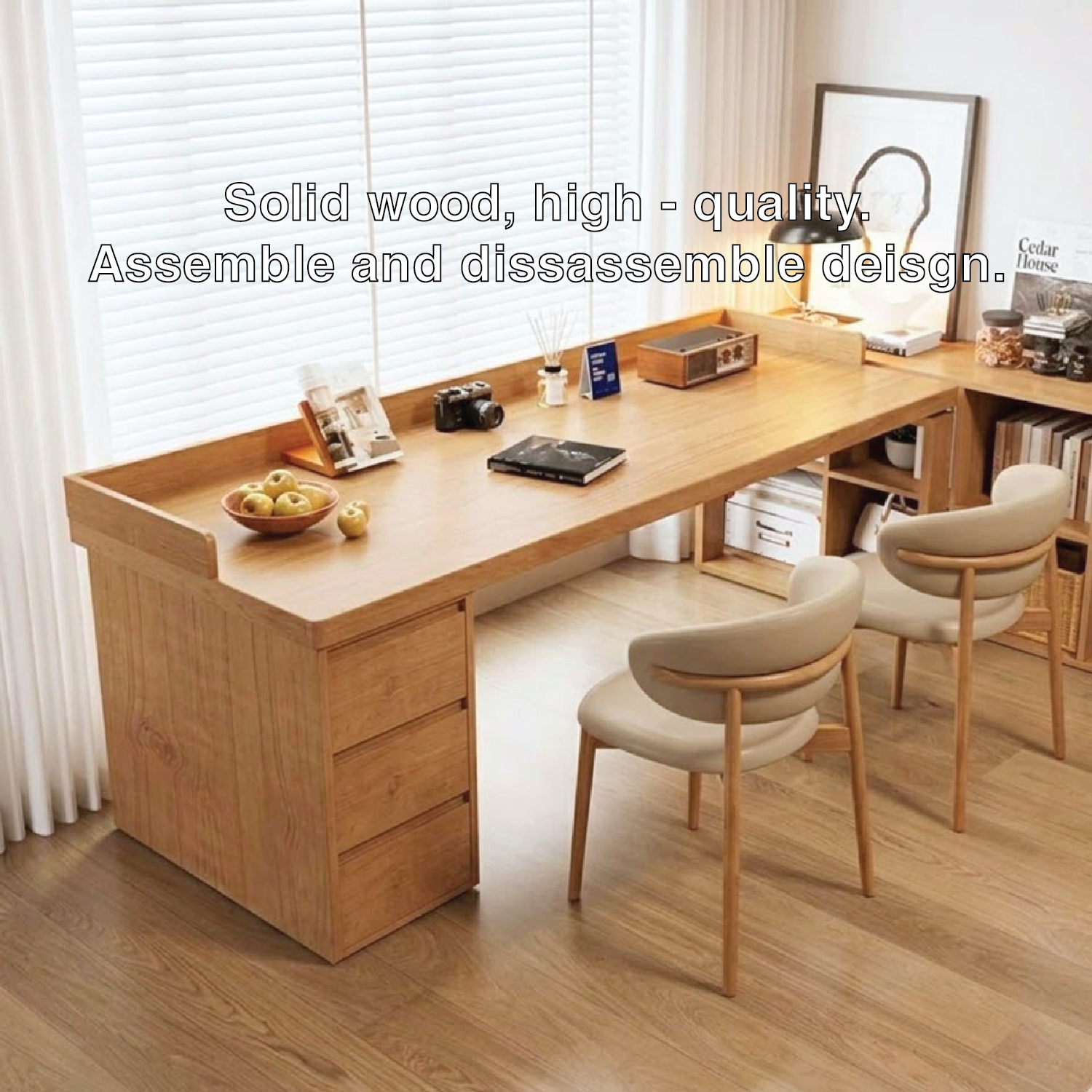 Spacious Work Desk with Storage and Modern Minimalist Design