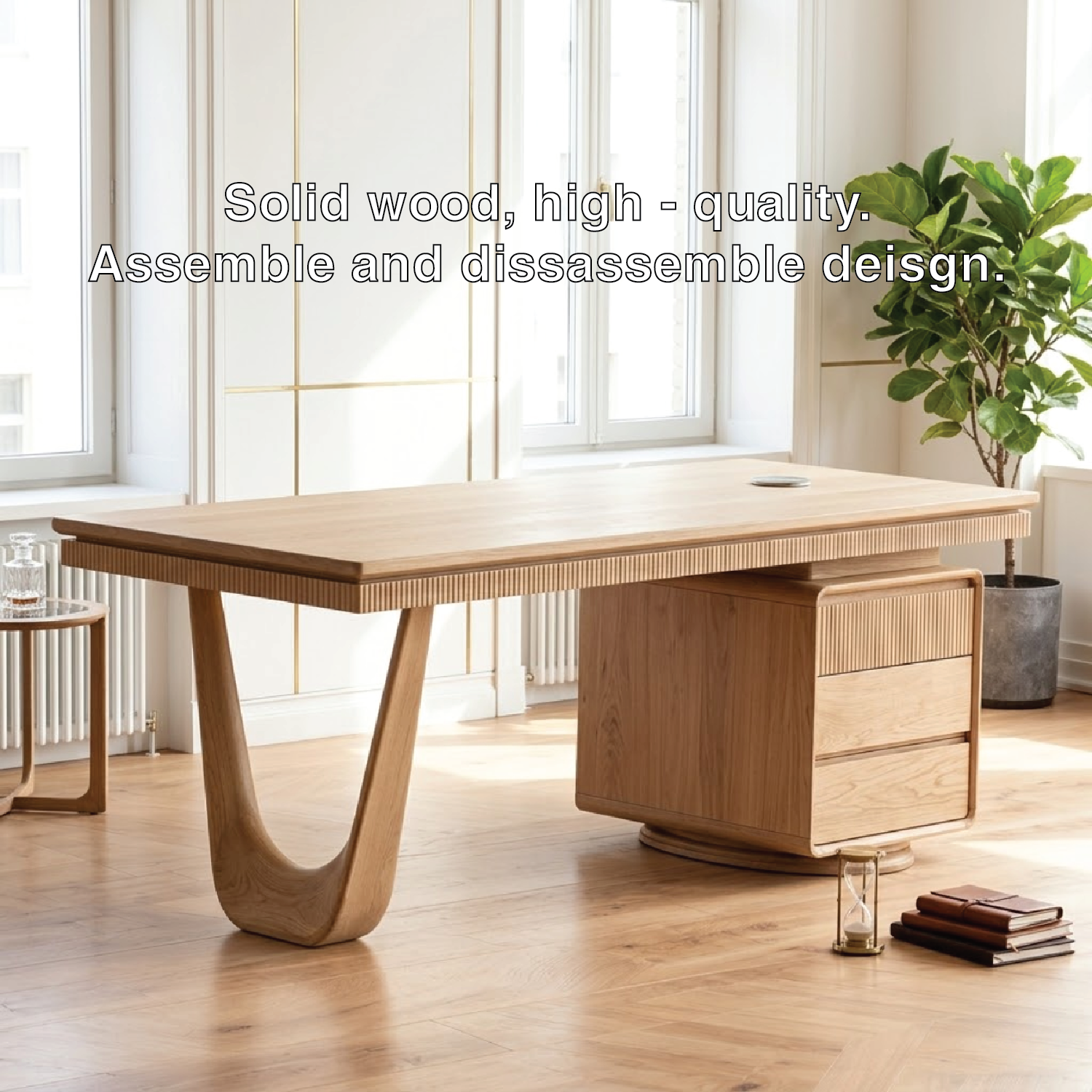 Stylish Executive Desk with Unique Curved Legs and Storage