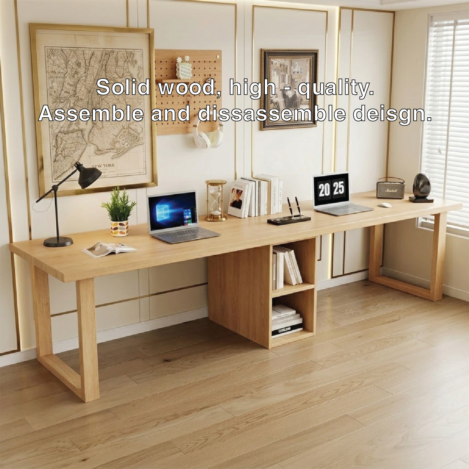 Spacious Modern Work Desk with Built-in Storage and Sleek Design
