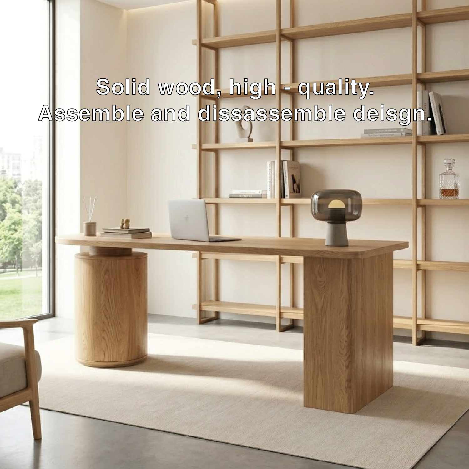 Modern Work Desk with Elegant Design and Spacious Storage Compartments