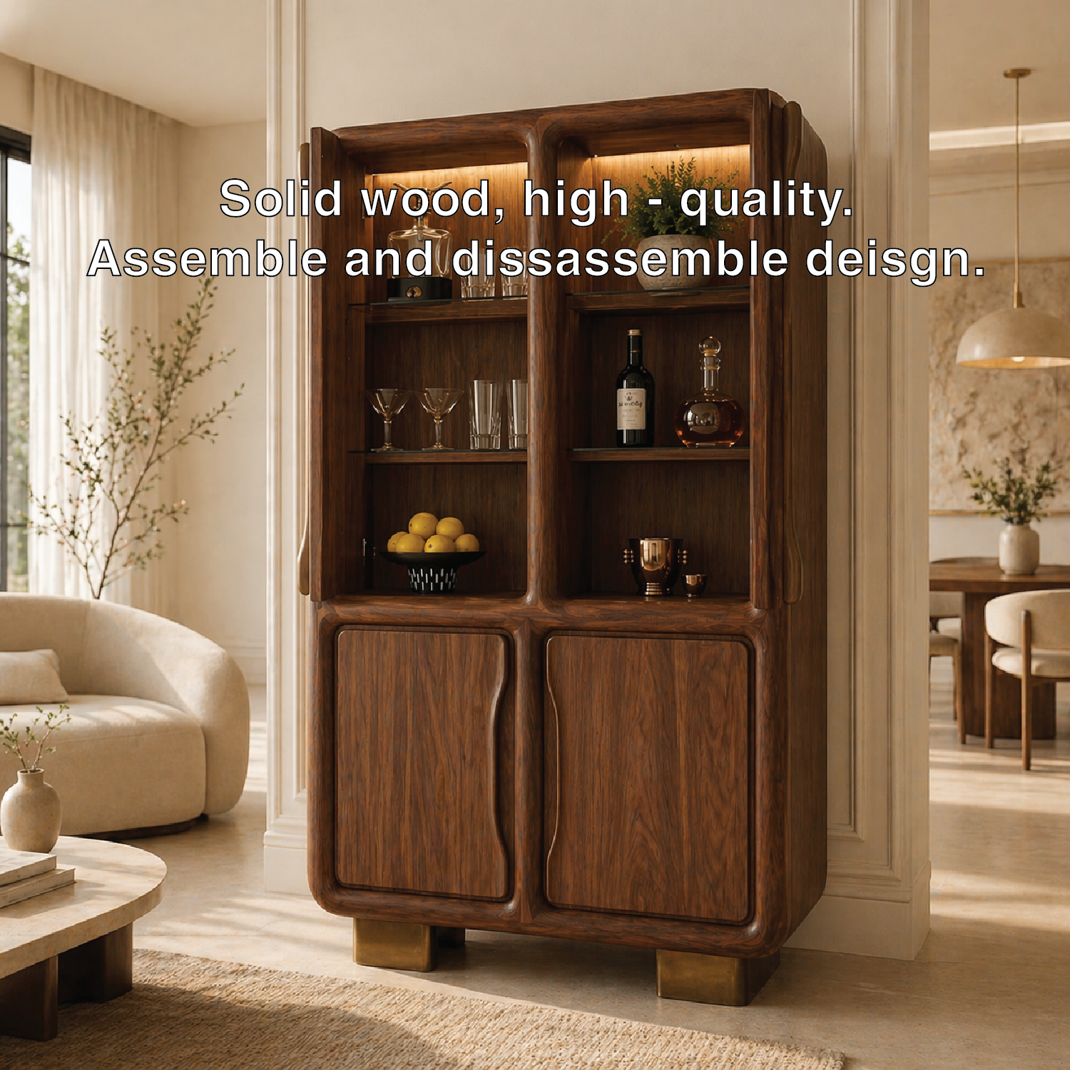 Modern Bar Cabinet Liquor Storage Display Cabinet Home Entertaining Furniture