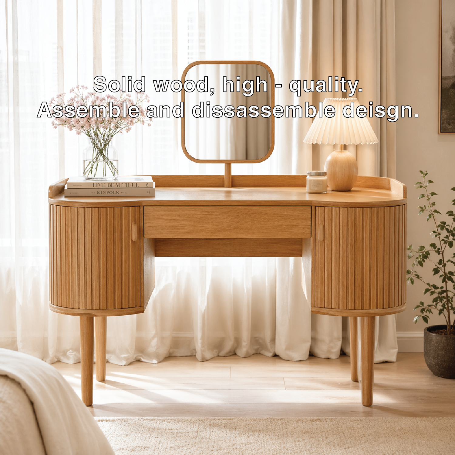 Modern Makeup Vanity Desk With Mirror Drawers Dressing Table Bedroom Storage Set