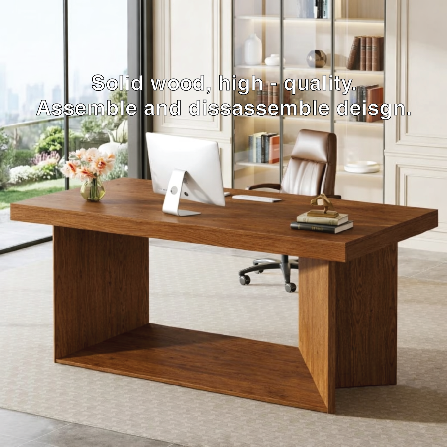 Modern Executive Work Desk, Minimalist Office Table, Large Home Office Writing Desk for Study