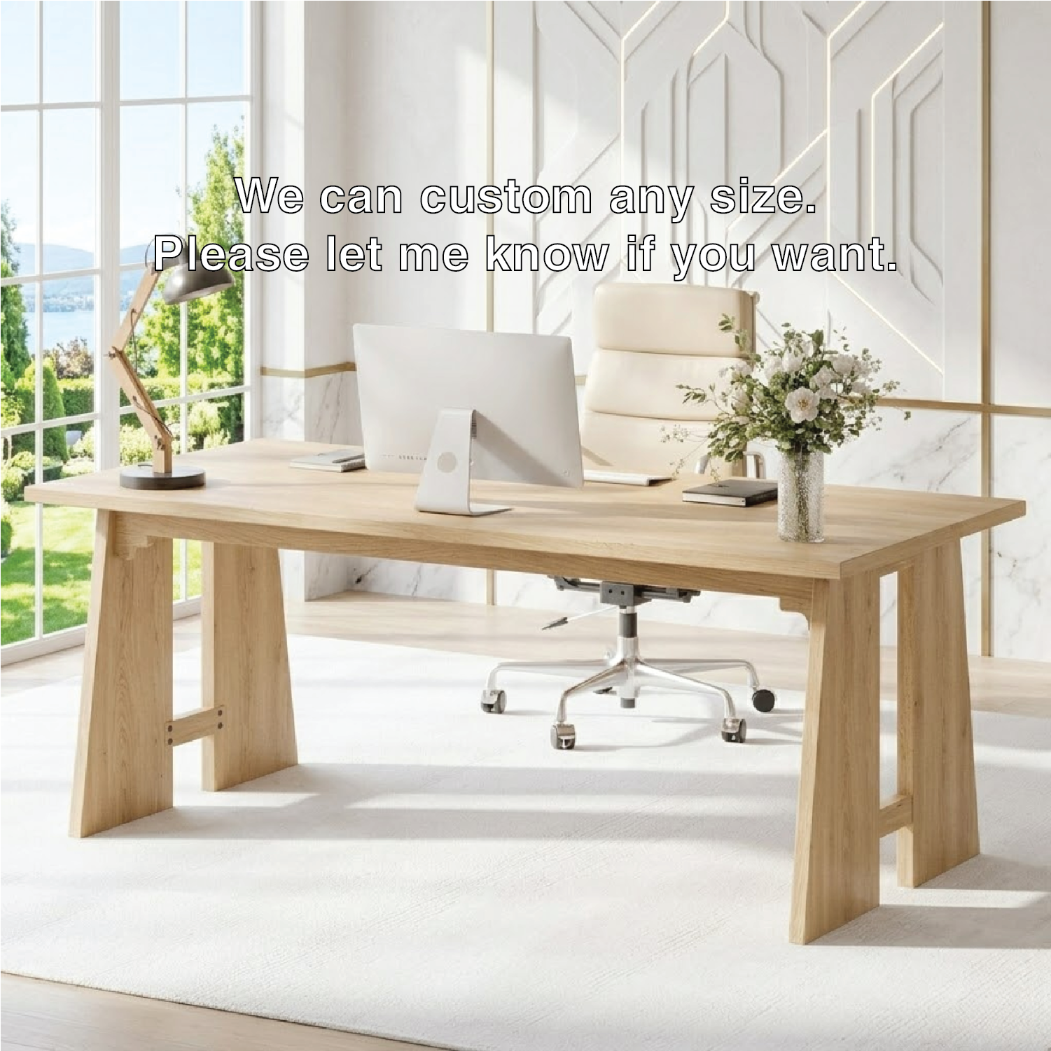 Modern Writing Desk with Sleek Design and Sturdy Legs Large Office Desk