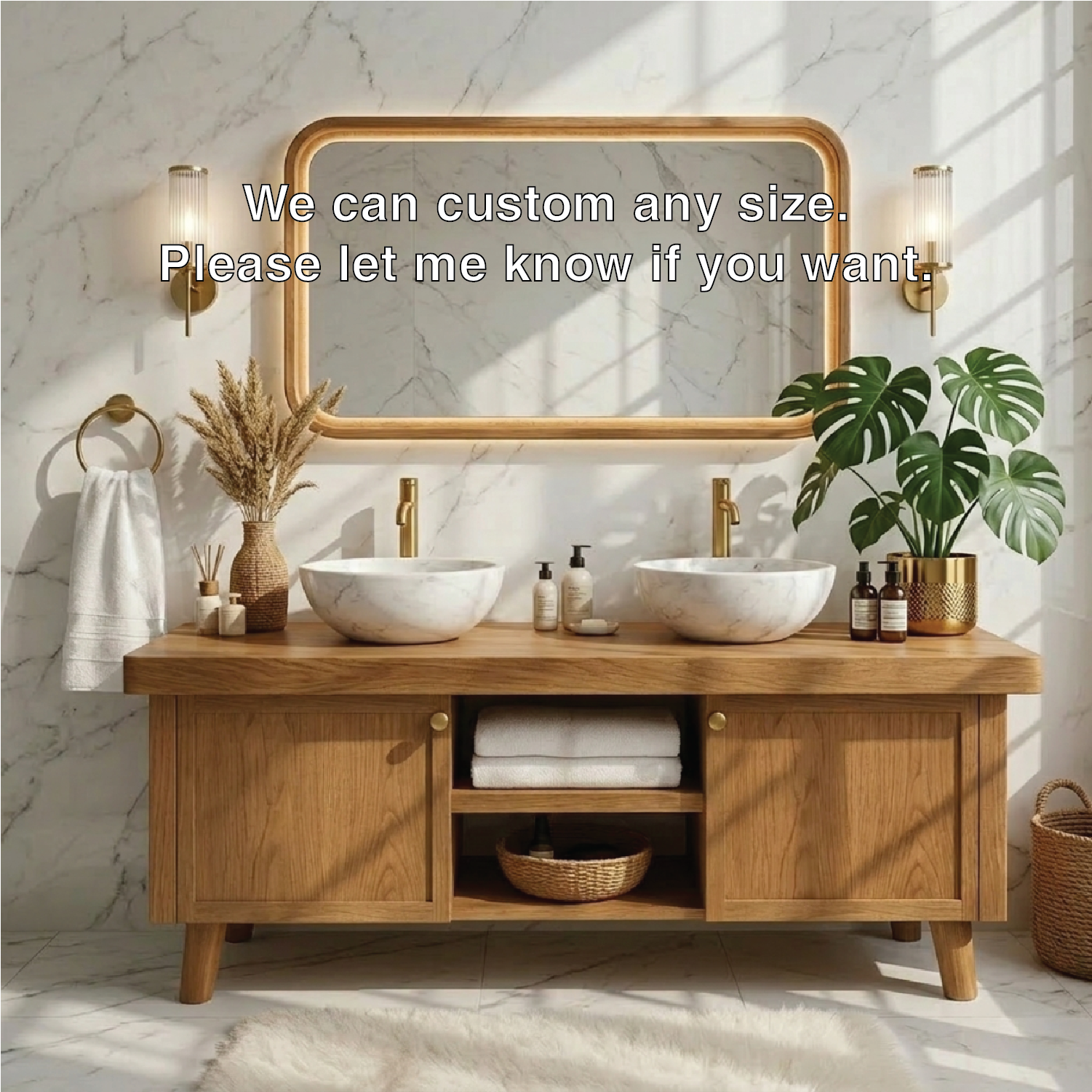 Stylish Wooden Double Sink Bathroom Vanity with Elegant Storage