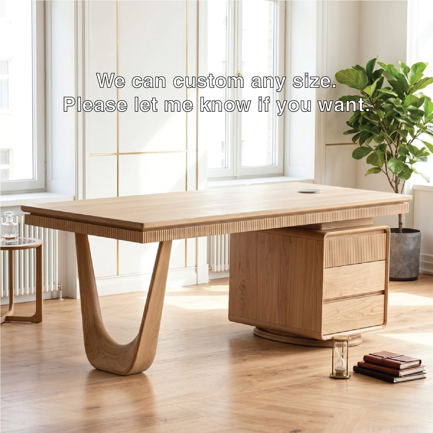 Stylish Executive Desk with Unique Curved Legs and Storage