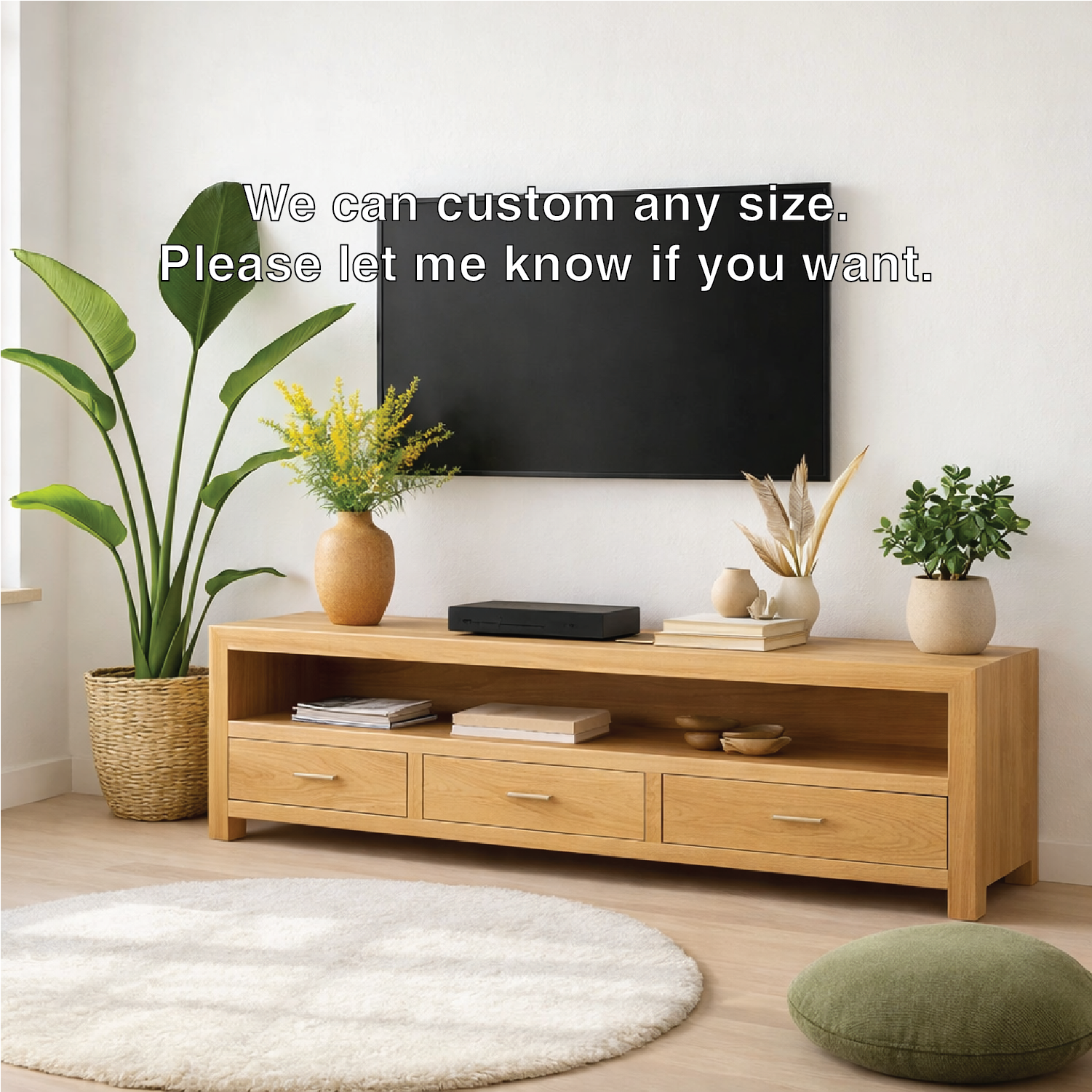 Mid Century Solid Wood TV Stand Modern Media Console Long Entertainment Center Cabinet