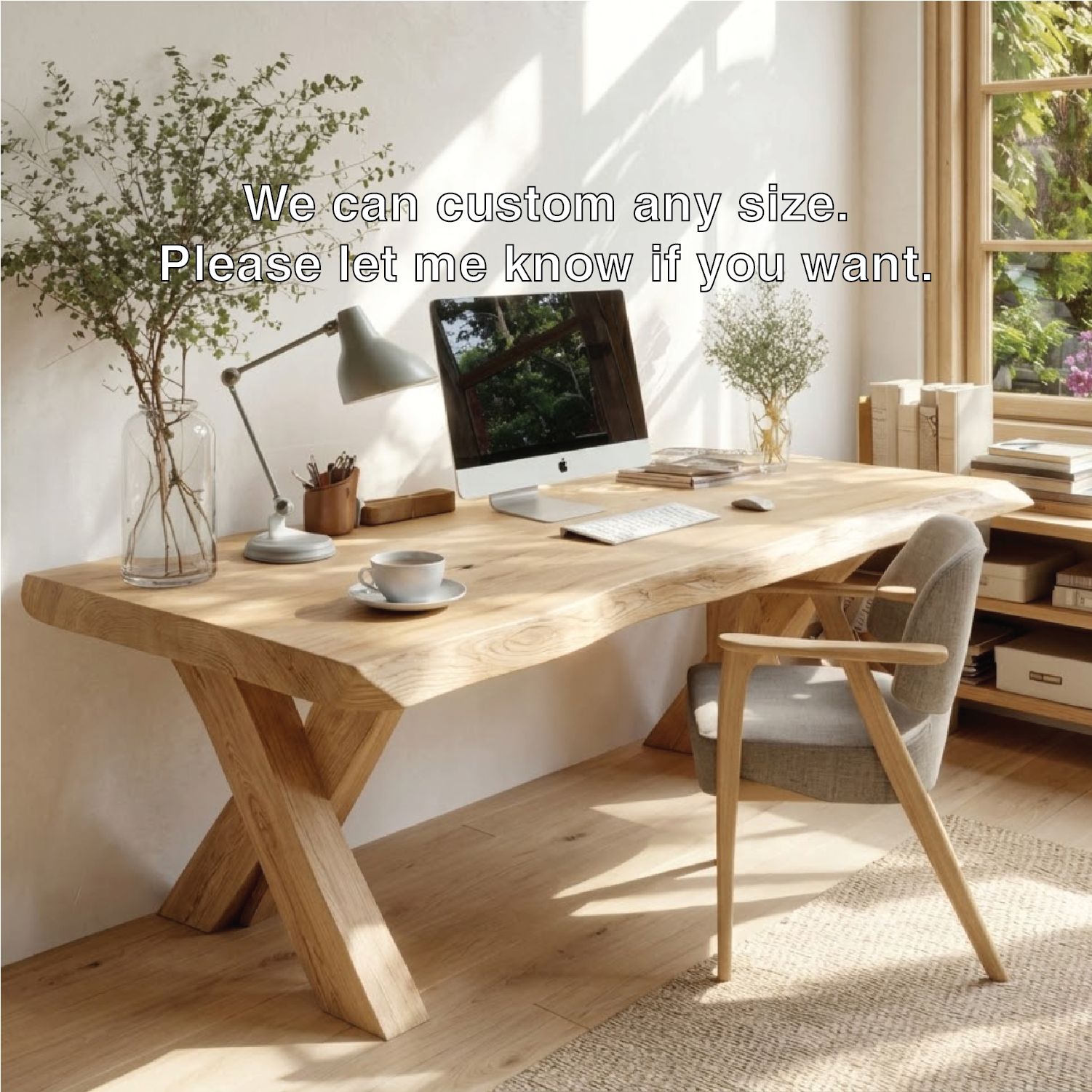 Modern Writing Desk with X Frame Legs Home Office Work Table Minimal Design