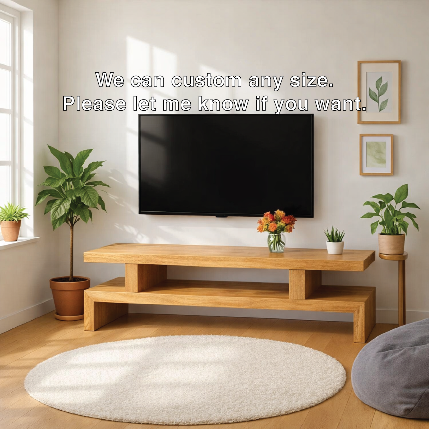Minimalist Solid Wood TV Stand Modern Media Console Low Profile Entertainment Center Table
