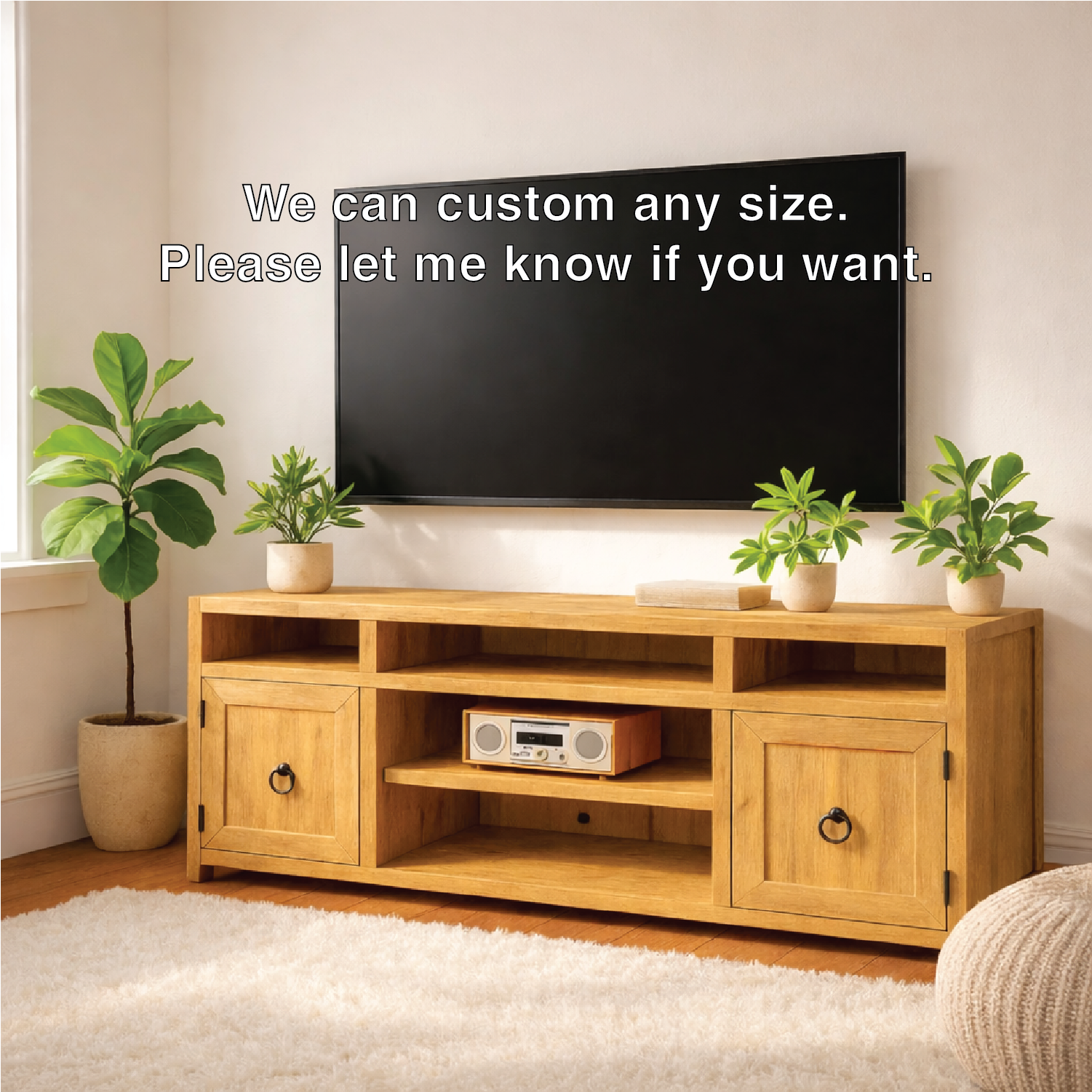 Mid Century Solid Wood TV Stand Modern Media Console Entertainment Center Cabinet