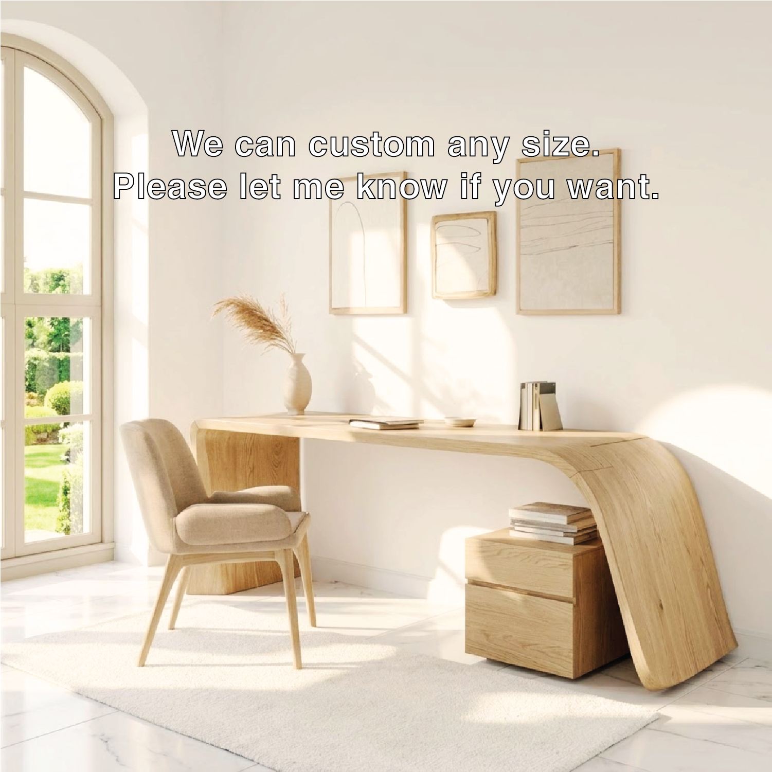 Modern Minimal Writing Desk with Curved Base Home Office Work Table Elegant Design